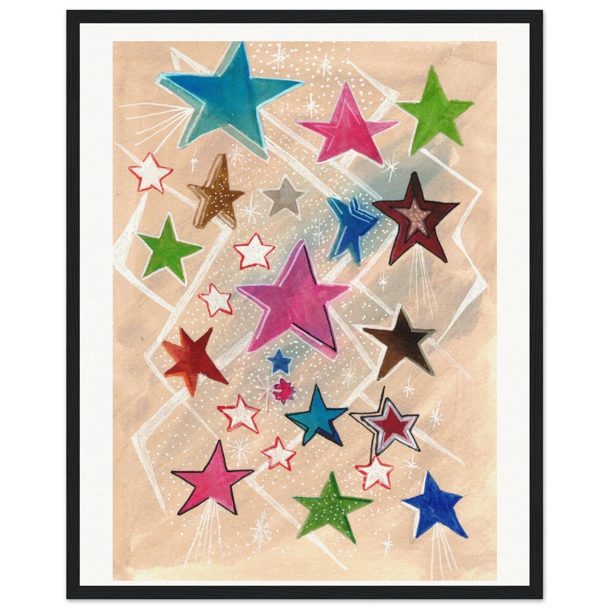 Museum-Quality Matte Paper Wooden Framed Poster Etoiles - Laure Leprince - Artiste Peintre