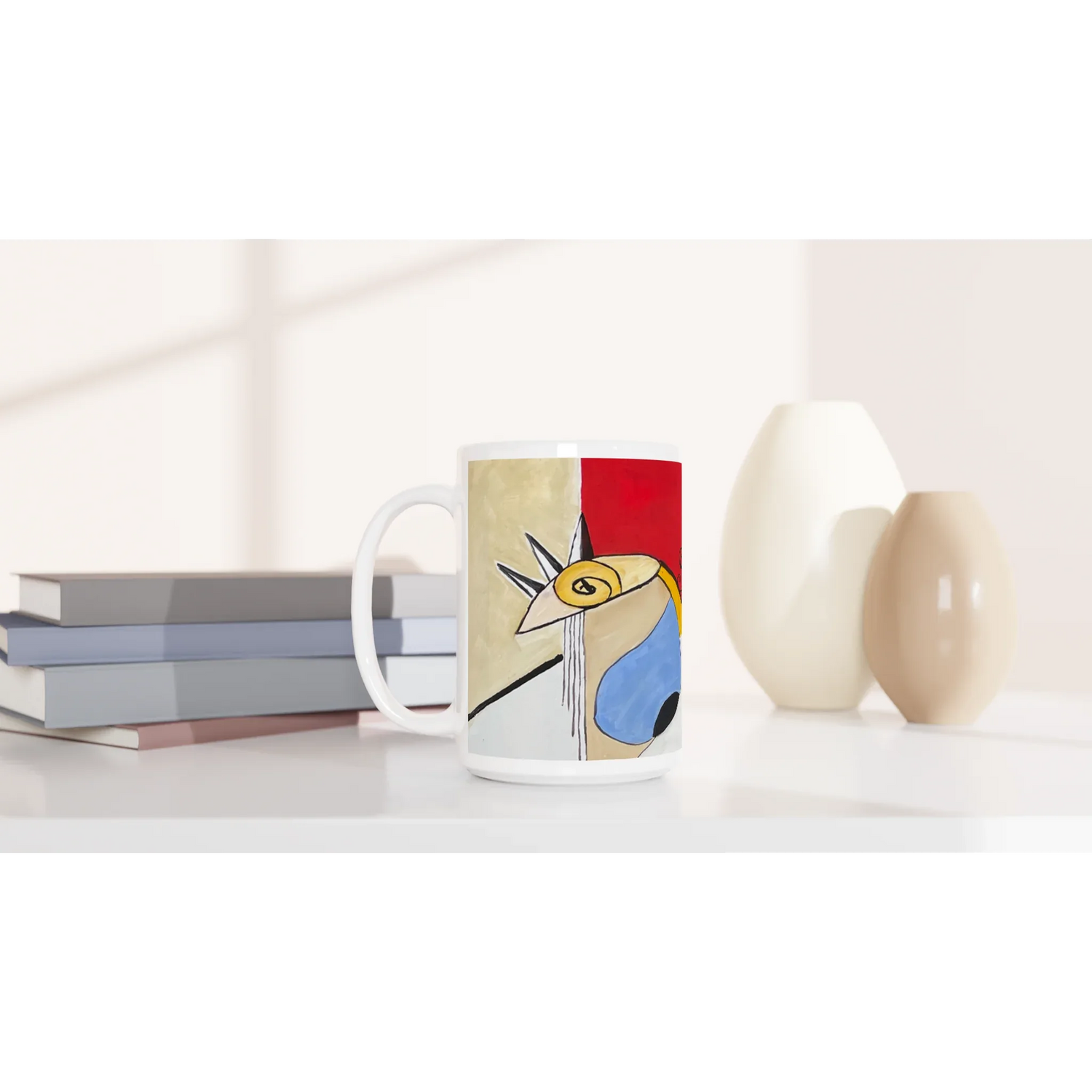 Mug en céramique blanche 44 cl – Grand format, design et qualité durable - Laure Leprince - Artiste Peintre