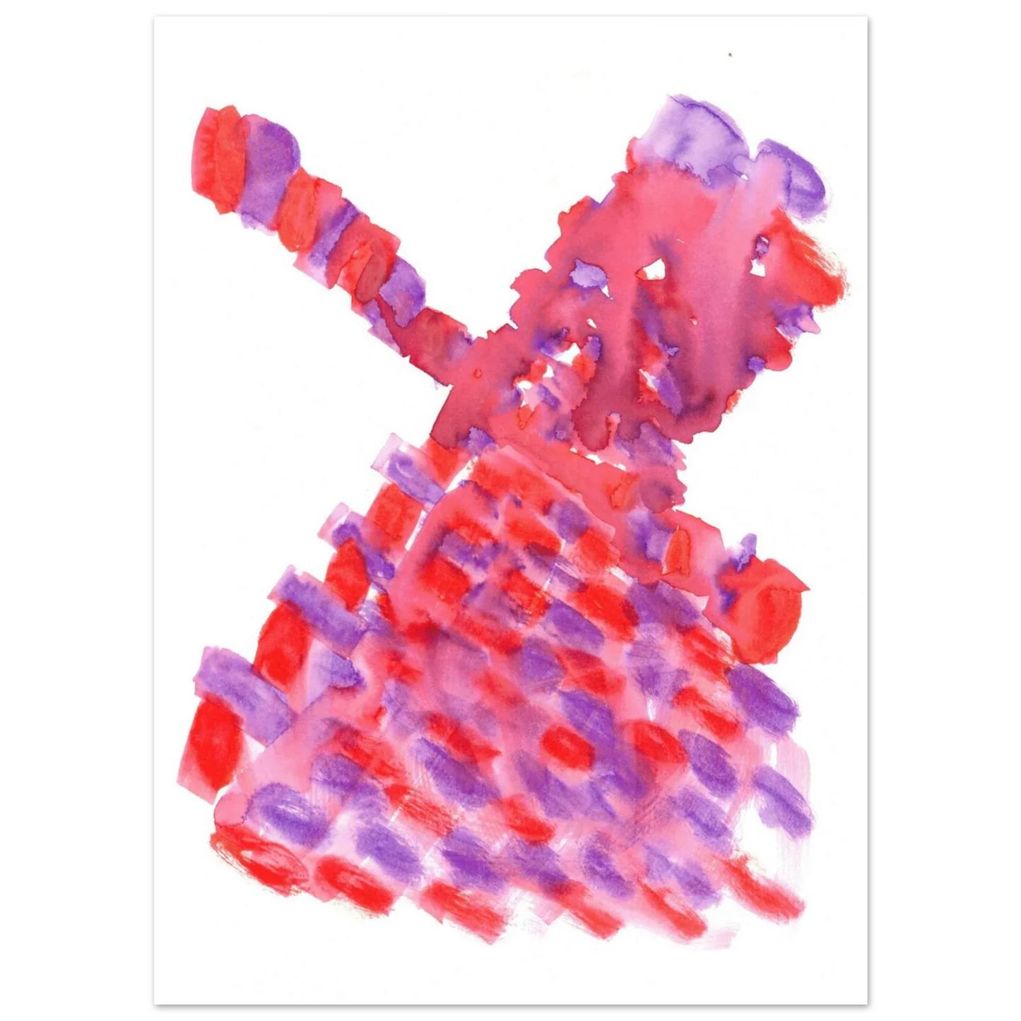 Abstract Watercolor Windmill Premium Matte Poster - Vibrant Red & Purple Art Print for Modern Spaces - Laure Leprince - Artiste Peintre