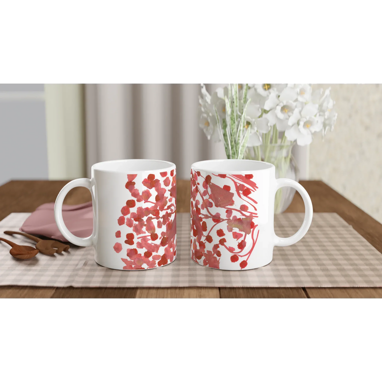 Mug en céramique 325 ml à bord colore Bois de Rubis – Élégant et éclatant - Laure Leprince - Artiste Peintre