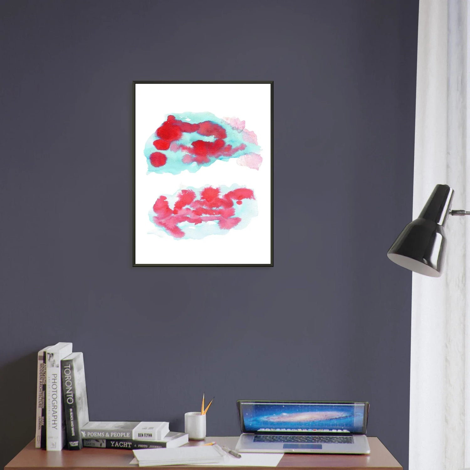 Classic Semi-Glossy Paper Metal Framed Poste Brumes Carmin - Laure Leprince - Artiste Peintre