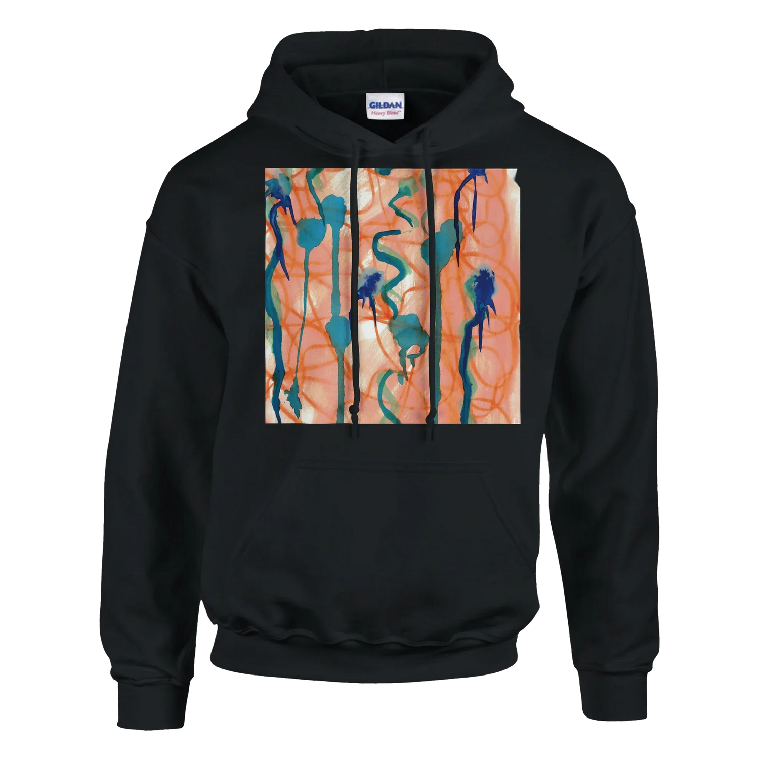 Sweat à capuche unisexe artistique Saphir Ambre| Gildan® 18500 White - Laure Leprince - Artiste Peintre