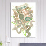 Abstract Earth Tones & Green Strokes Art Print – Premium Matte Paper Poster RDJ3-1 - Laure Leprince - Artiste Peintre