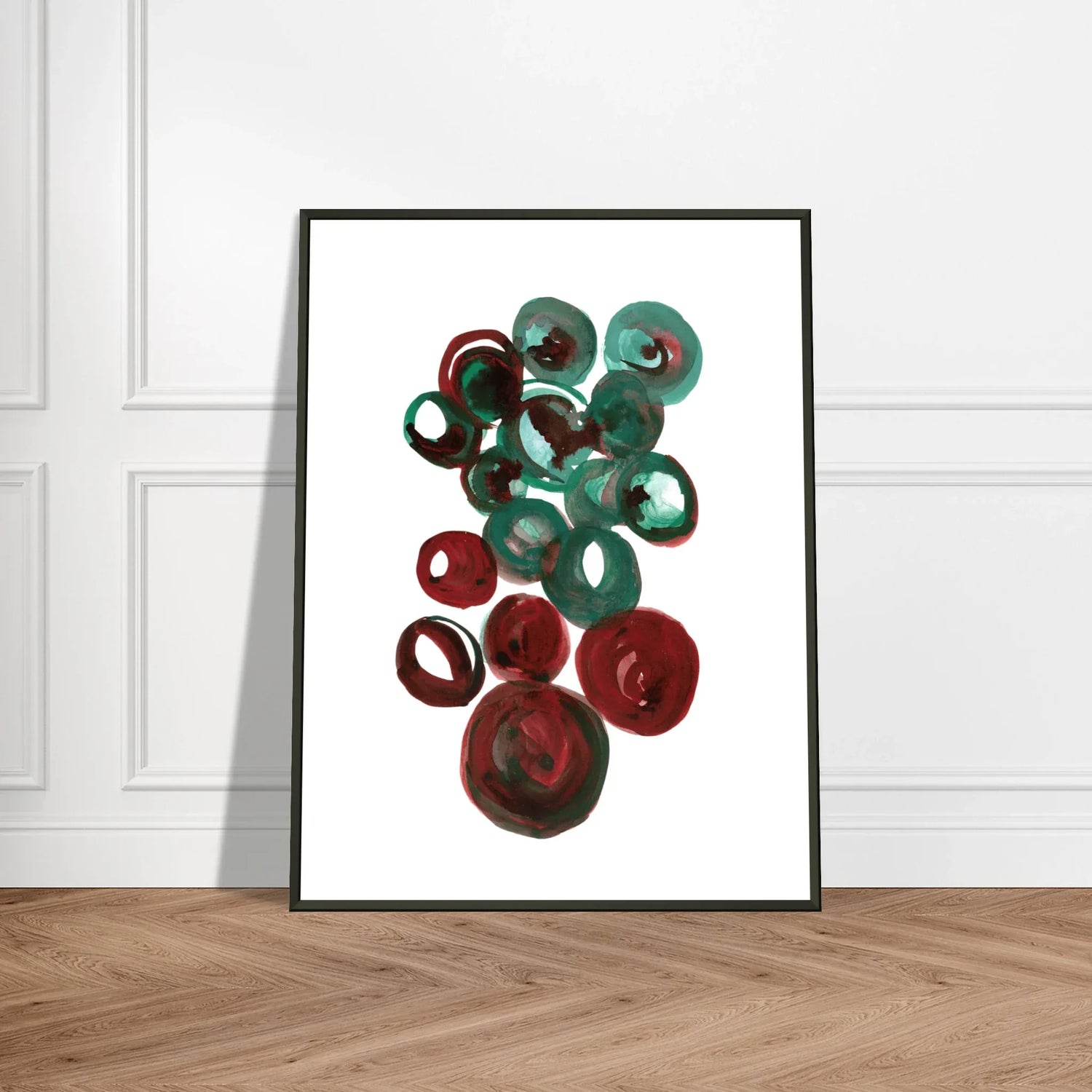 Classic Semi-Glossy Paper Metal Framed Poste Resonance Emeraude - Laure Leprince - Artiste Peintre