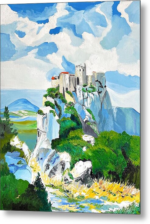 Castle on Rocky Cliff - Metal Print