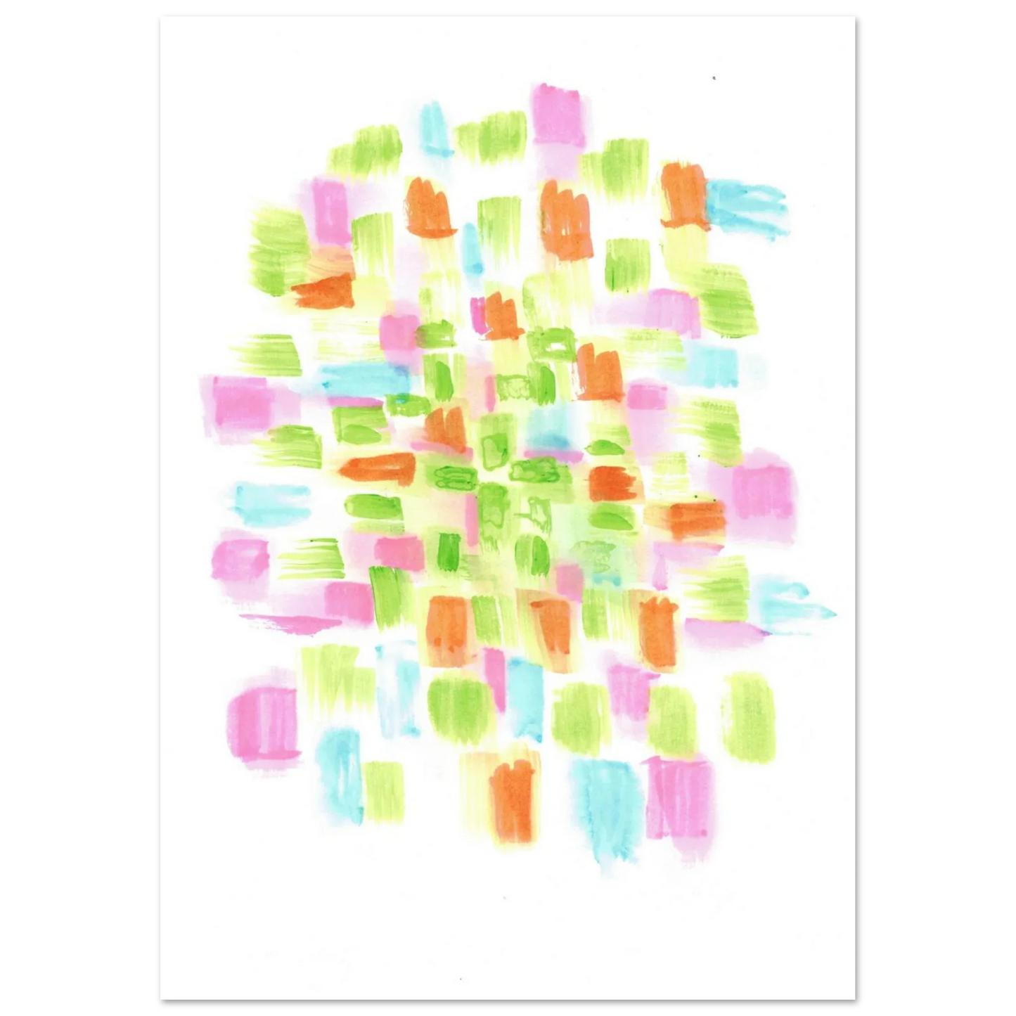Abstract Watercolor Splash Art Print - Premium Matte Paper Poster with Vibrant Pink & Green Hues - Laure Leprince - Artiste Peintre