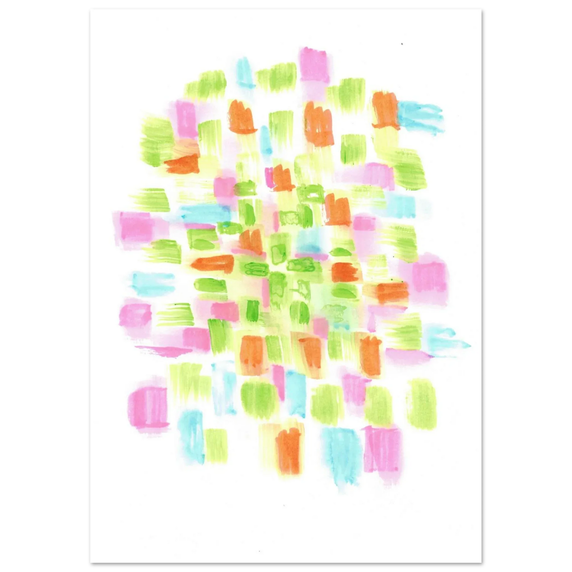 Abstract Watercolor Splash Art Print - Premium Matte Paper Poster with Vibrant Pink & Green Hues - Laure Leprince - Artiste Peintre