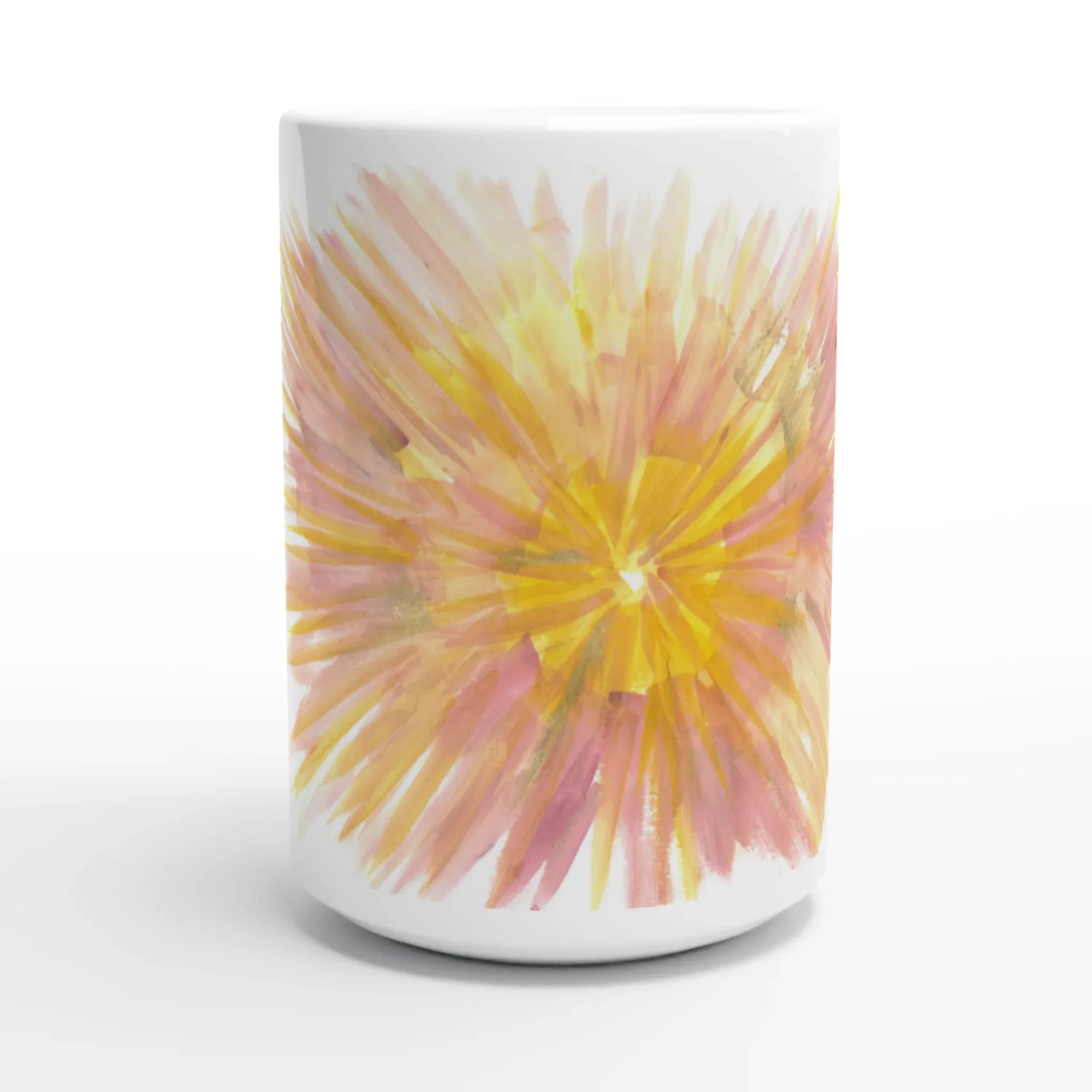 Mug en céramique blanche 44 cl Solar Bloom – Grand format, design et qualité durable - Laure Leprince - Artiste Peintre
