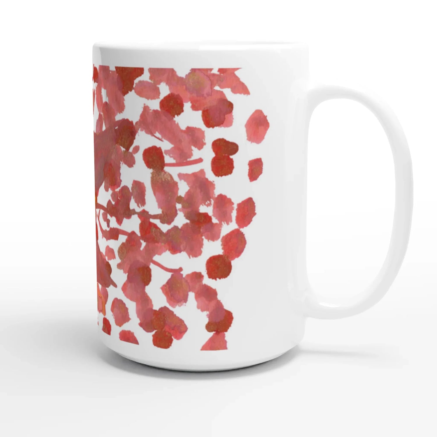 Mug en céramique blanche 44 cl Bois de Rubis – Grand format, design et qualité durable - Laure Leprince - Artiste Peintre