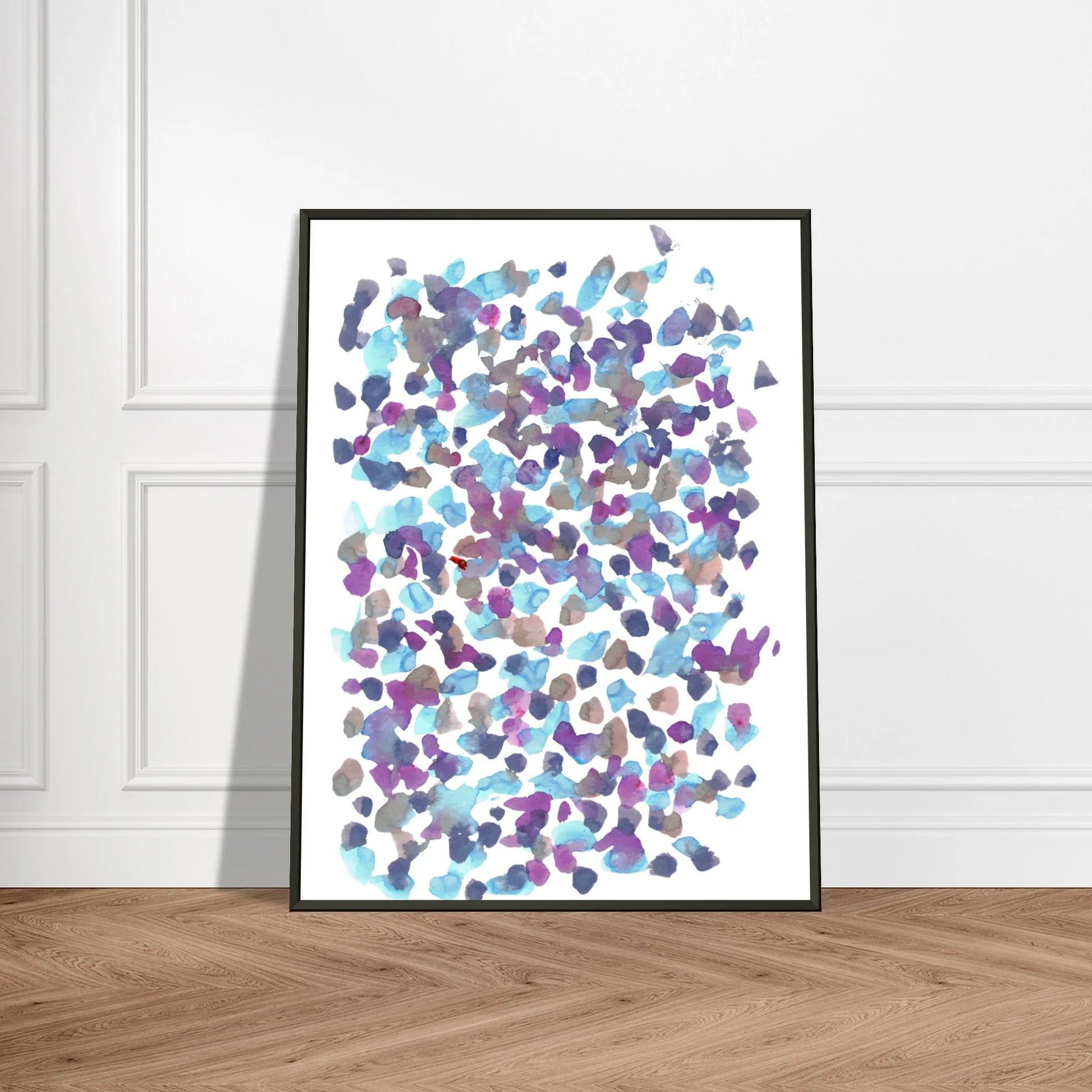 Classic Semi-Glossy Paper Metal Framed Poster Fragments indigo - Laure Leprince - Artiste Peintre