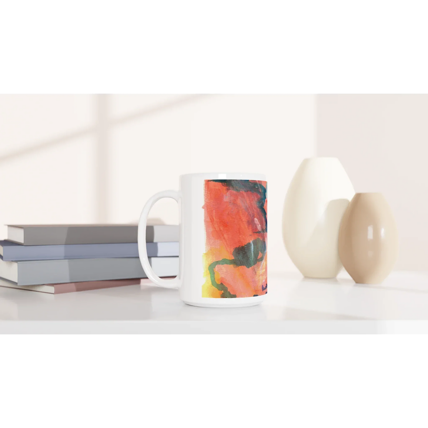 Mug en céramique blanche 44 cl Neon mirage – Grand format, design et qualité durable - Laure Leprince - Artiste Peintre