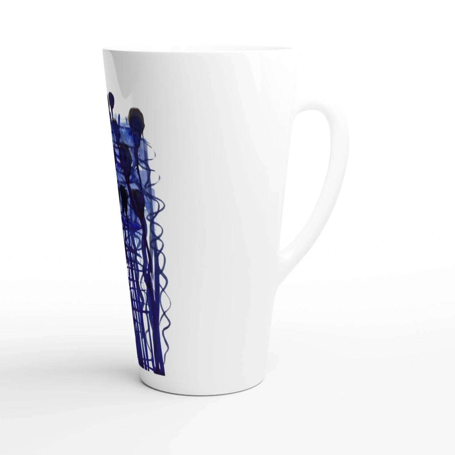 Mug à Latte en Céramique Blanche 500 ml Silence Indigo – Élégant, durable et brillant - Laure Leprince - Artiste Peintre