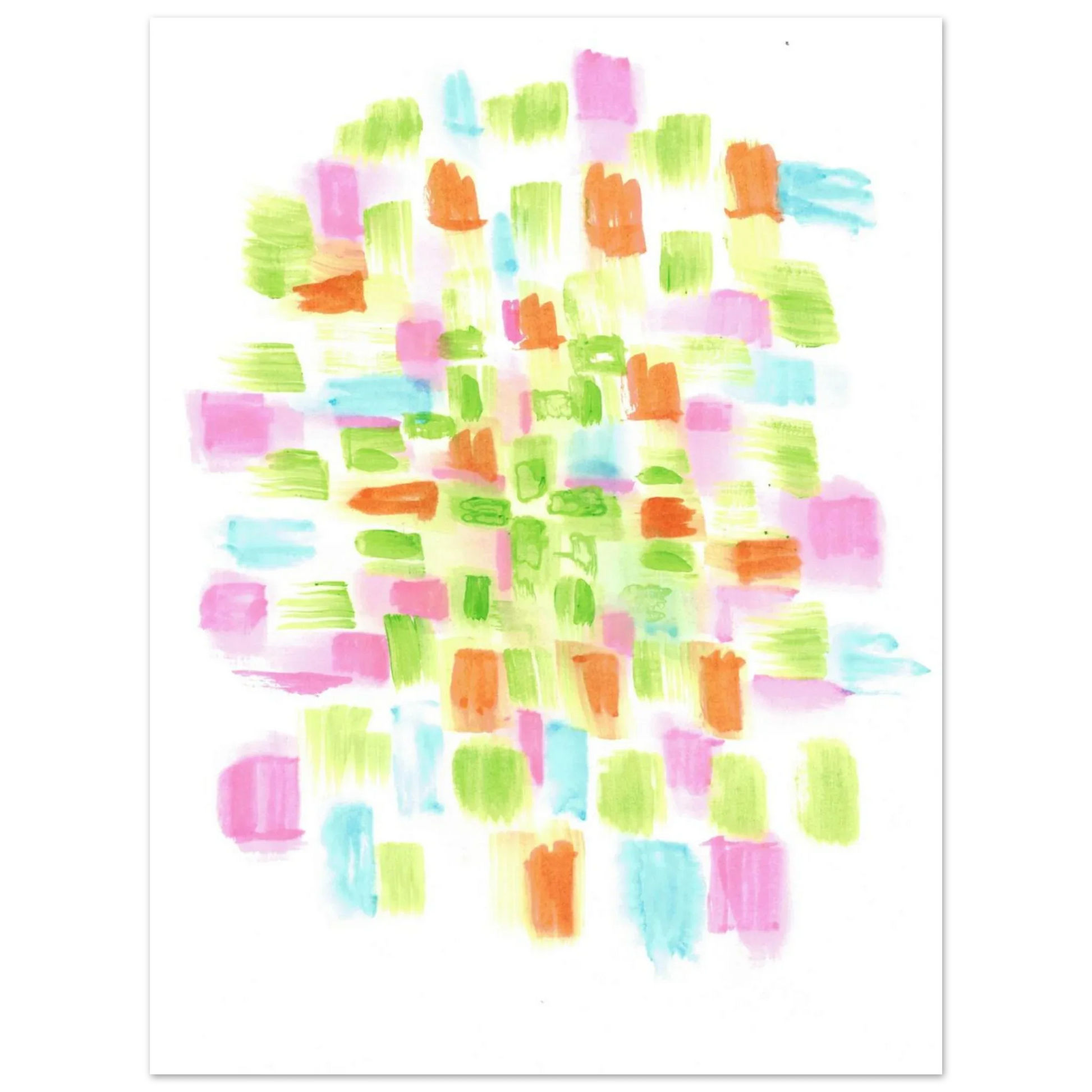 Abstract Watercolor Splash Art Print - Premium Matte Paper Poster with Vibrant Pink & Green Hues - Laure Leprince - Artiste Peintre