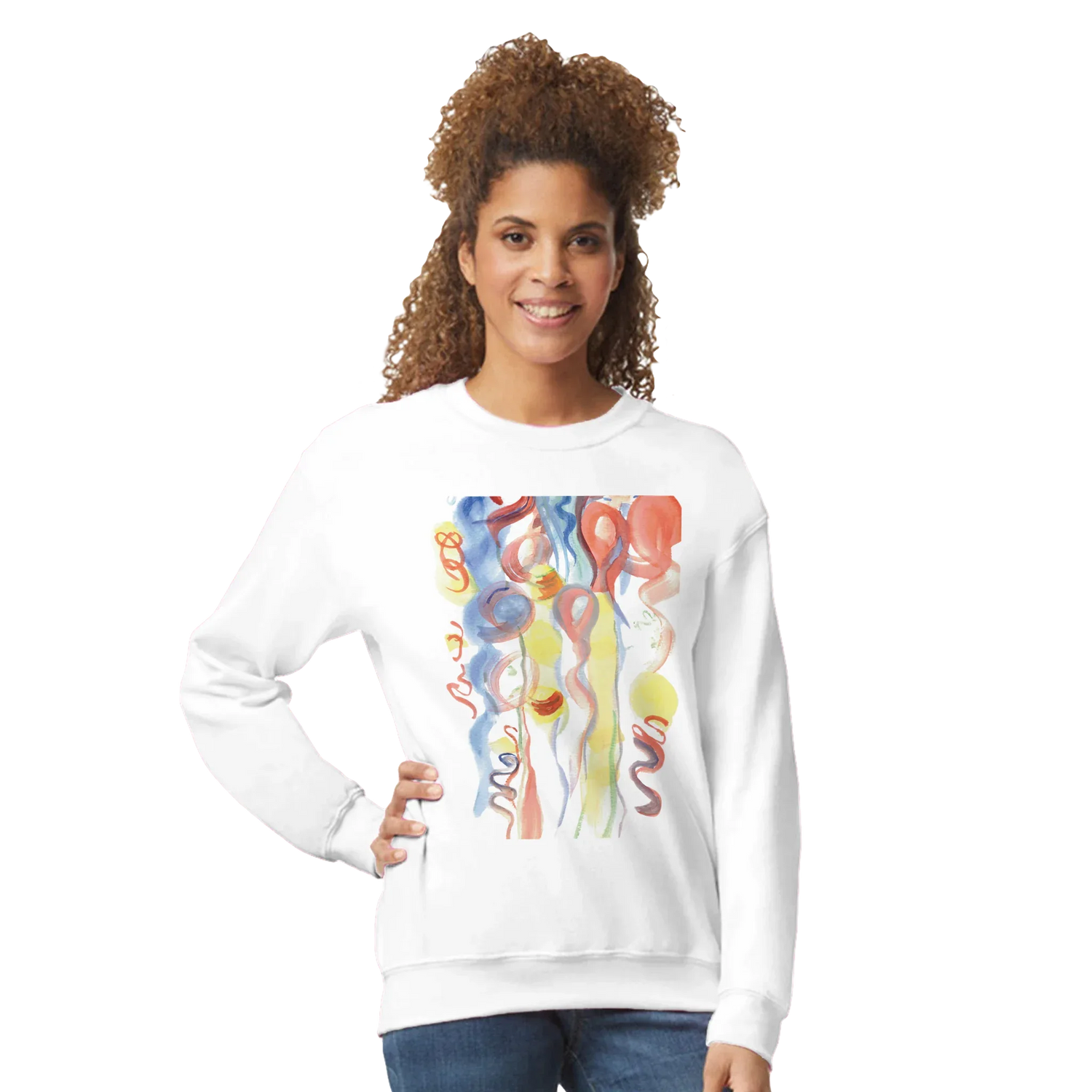 Sweatshirt Unisexe Classique Serpentins – Impression Artistique Multicolore | Premium Cotton Blend - Laure Leprince - Artiste Peintre