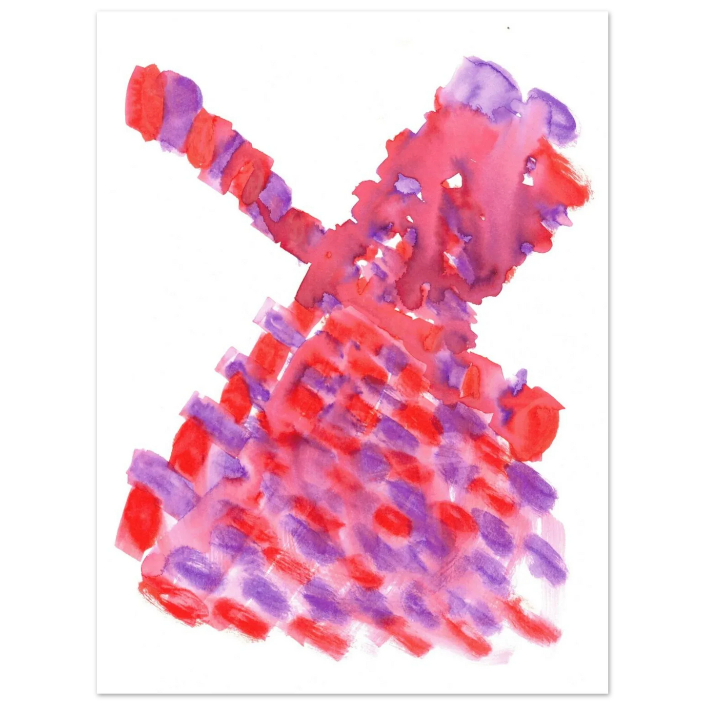 Abstract Watercolor Windmill Premium Matte Poster - Vibrant Red & Purple Art Print for Modern Spaces - Laure Leprince - Artiste Peintre