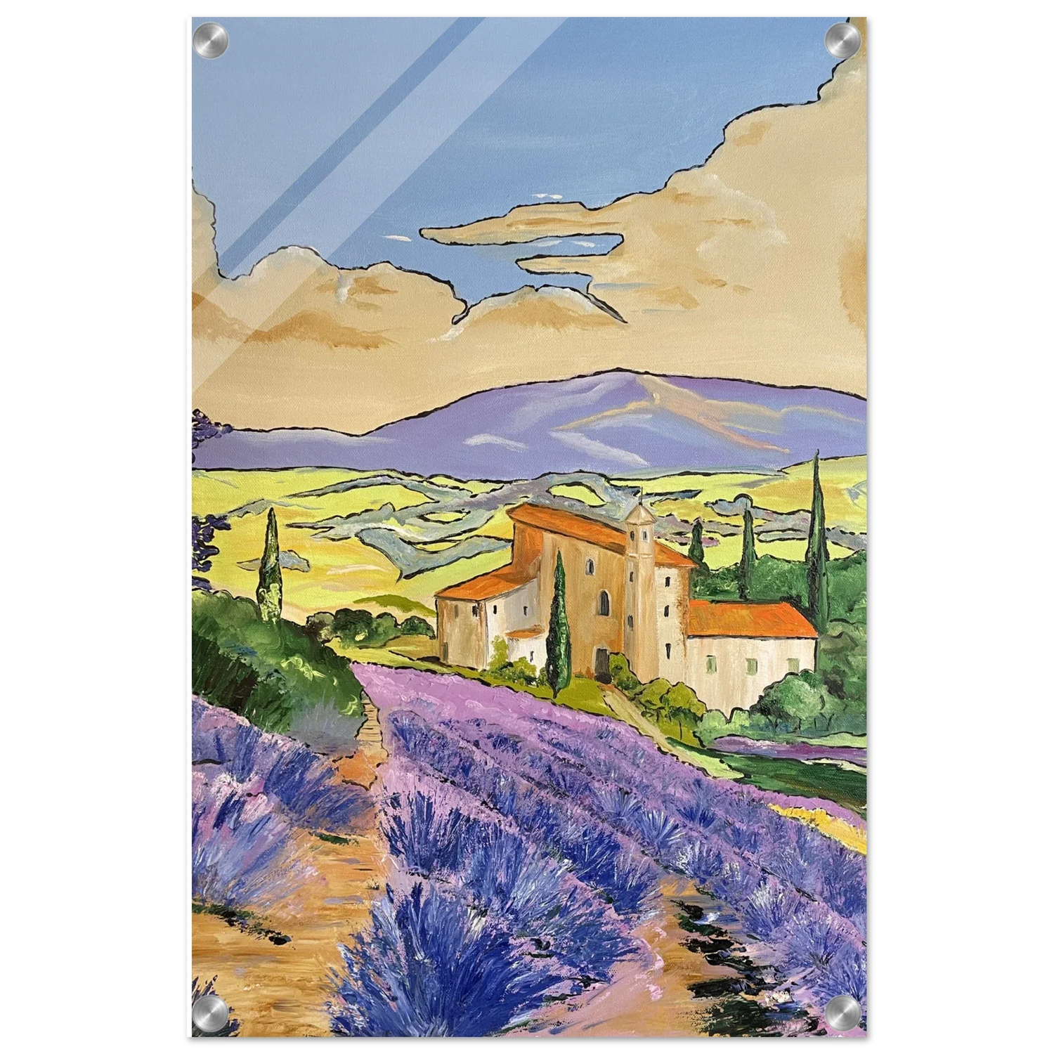Impression sur acrylique brillante Mas en Provence | Art contemporain par Laure Leprince - Laure Leprince - Artiste Peintre