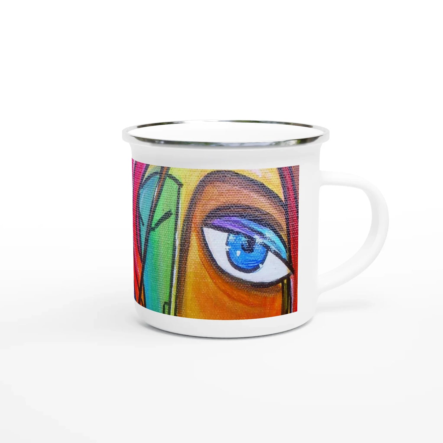Mug en émail blanc 35 cl trouncho – Léger, vintage et résistant - Laure Leprince - Artiste Peintre