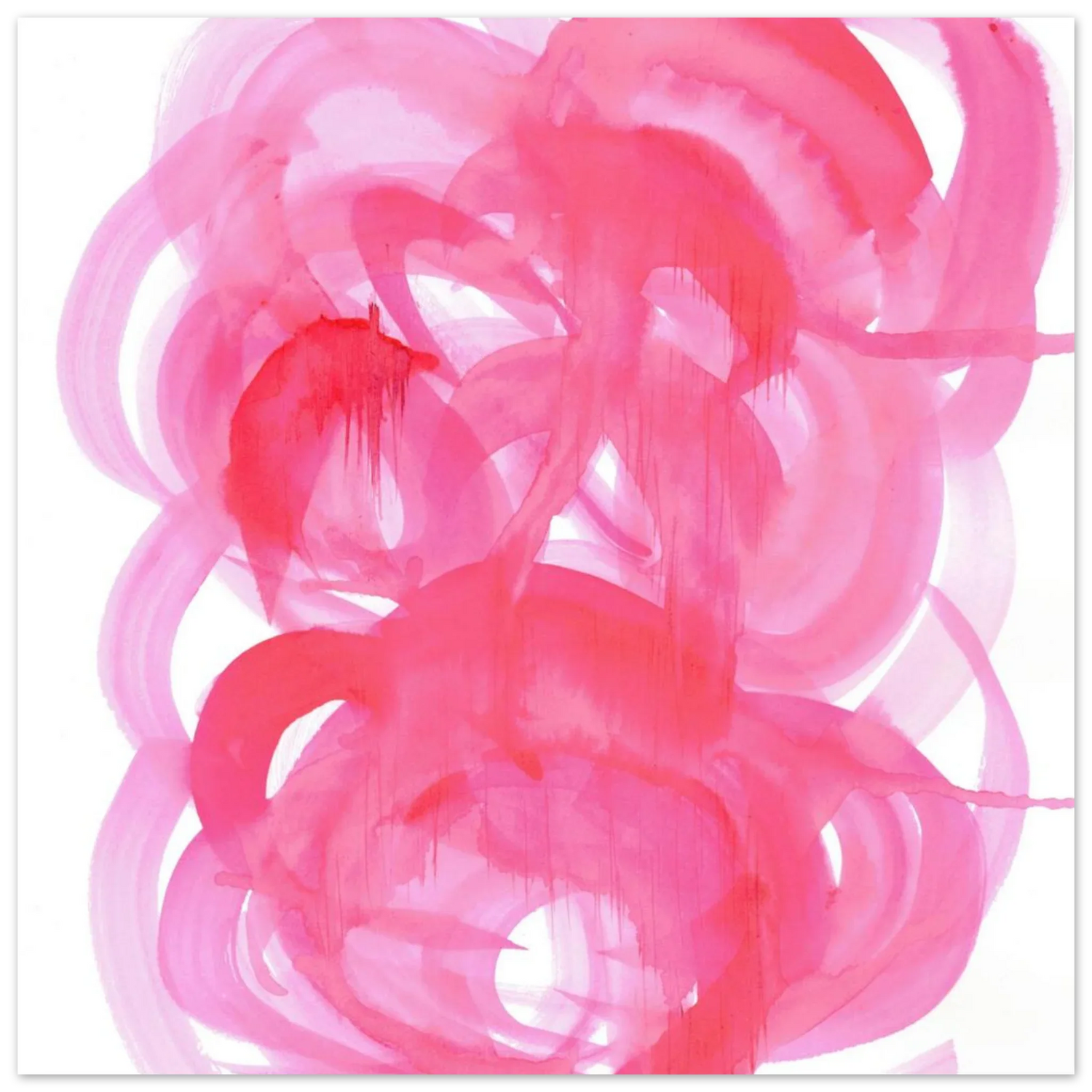 Abstract Pink Swirls Watercolor Poster - Vibrant Modern Art Print on Premium Matte Paper - Laure Leprince - Artiste Peintre