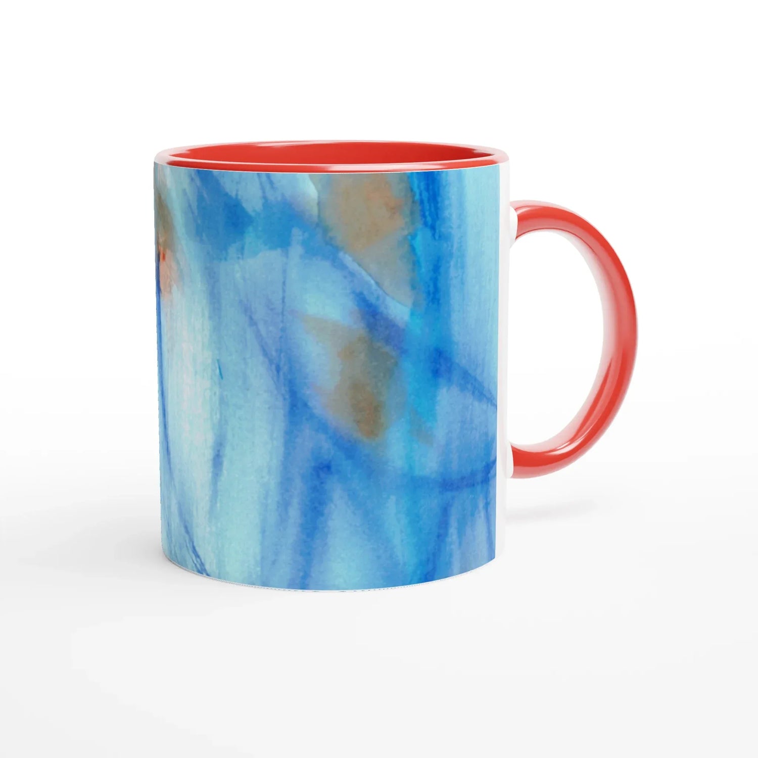 Mug Céramique Blanc 325ml Intérieur Coloré - Blue Sprouts Personnalisable - Laure Leprince - Artiste Peintre