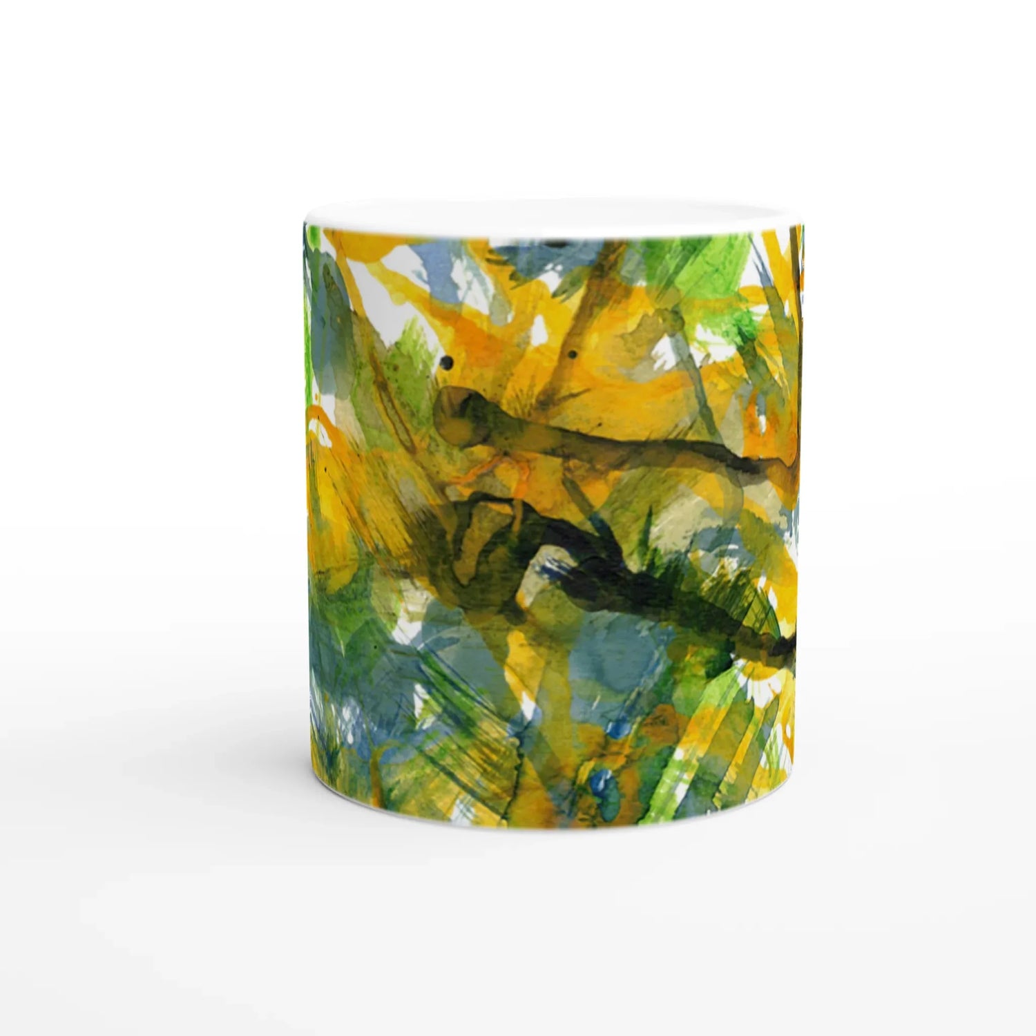 Mug en céramique blanche 325 ml Tempête Solaire – Élégance, sécurité et durabilité - Laure Leprince - Artiste Peintre