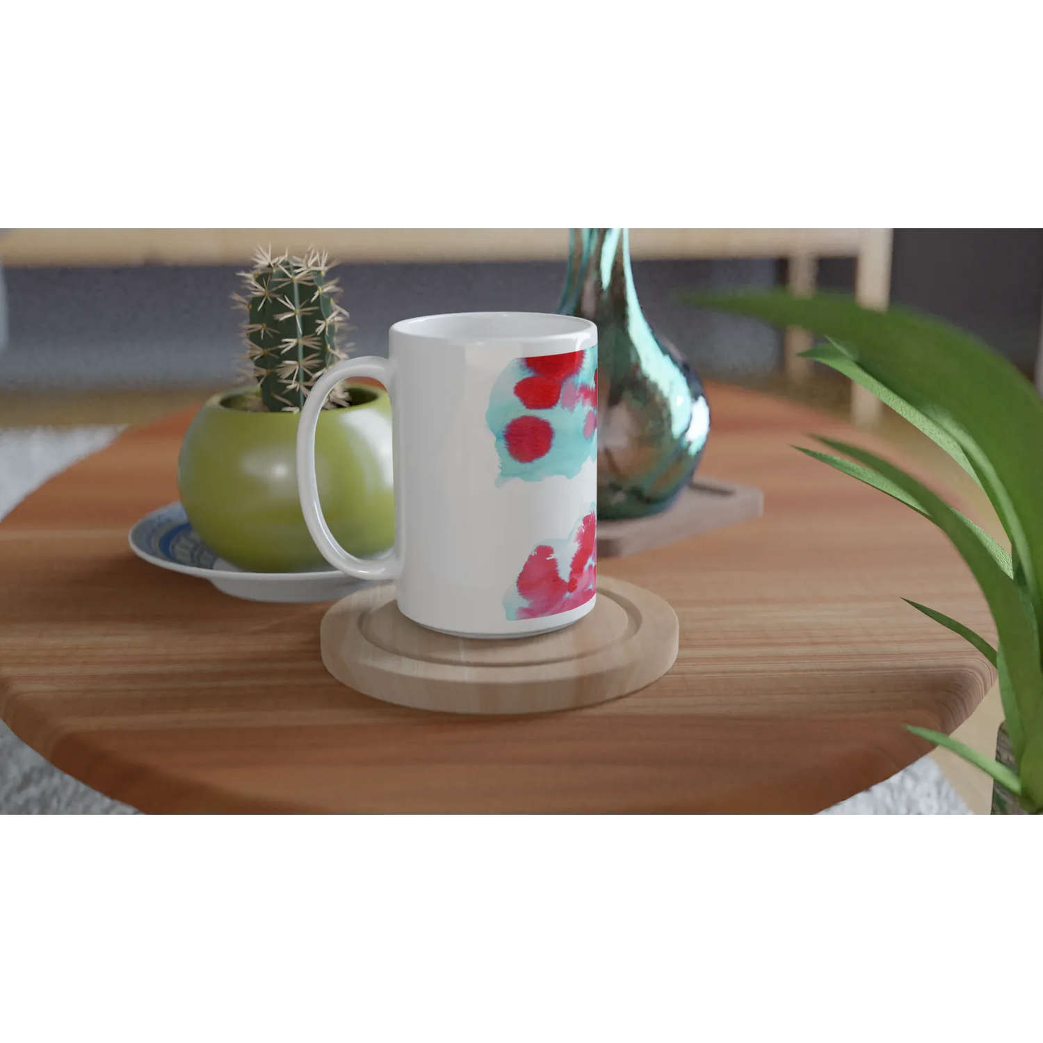 Mug en céramique blanche 44 cl Brumes Carmin – Grand format, design et qualité durable - Laure Leprince - Artiste Peintre