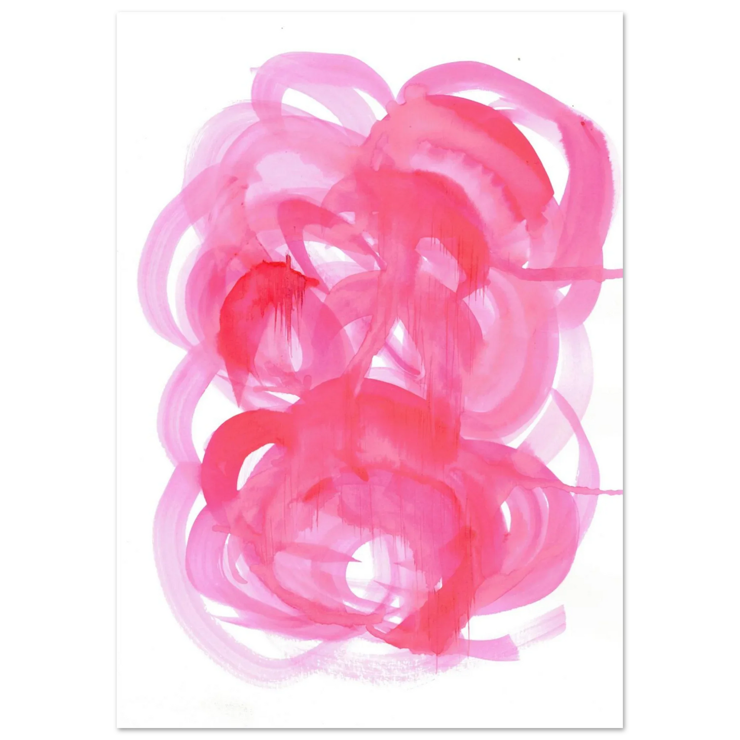 Abstract Pink Swirls Watercolor Poster - Vibrant Modern Art Print on Premium Matte Paper - Laure Leprince - Artiste Peintre