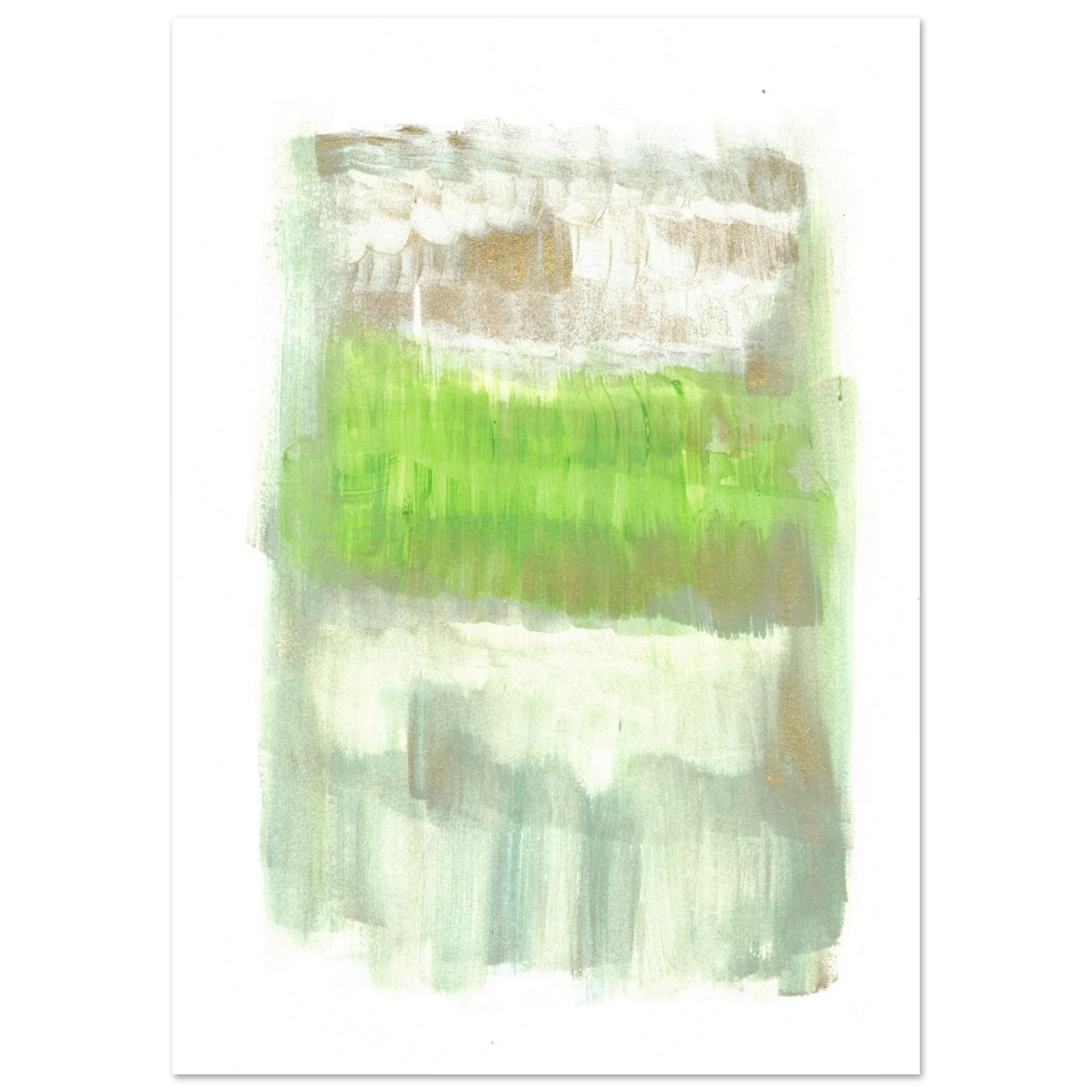 Abstract Spring Meadow with Gold Shimmer - Premium Matte Paper Poster RDJ3-1 - Laure Leprince - Artiste Peintre