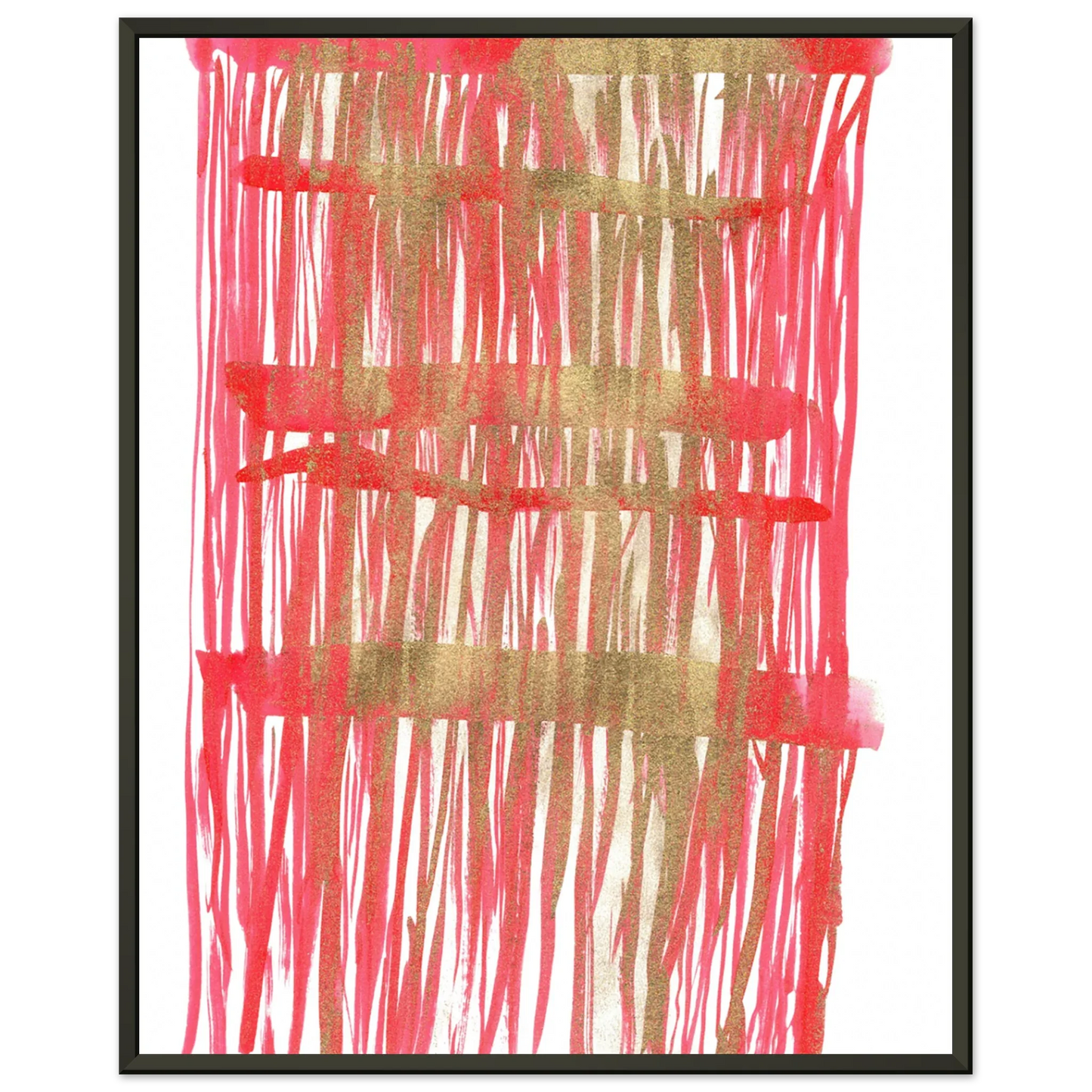 Classic Semi-Glossy Paper Metal Framed Poster Red Waves - Laure Leprince - Artiste Peintre