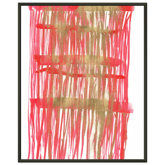 Classic Semi-Glossy Paper Metal Framed Poster Red Waves - Laure Leprince - Artiste Peintre