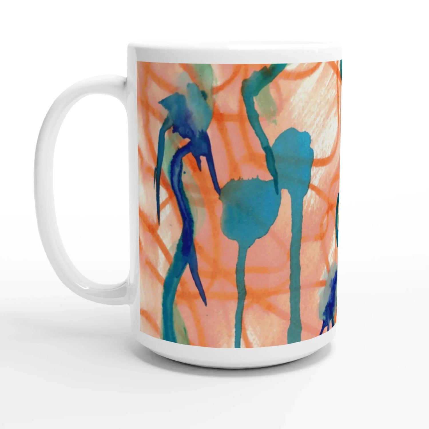 Mug en céramique blanche 44 Saphir Ambre– Grand format, design et qualité durable - Laure Leprince - Artiste Peintre