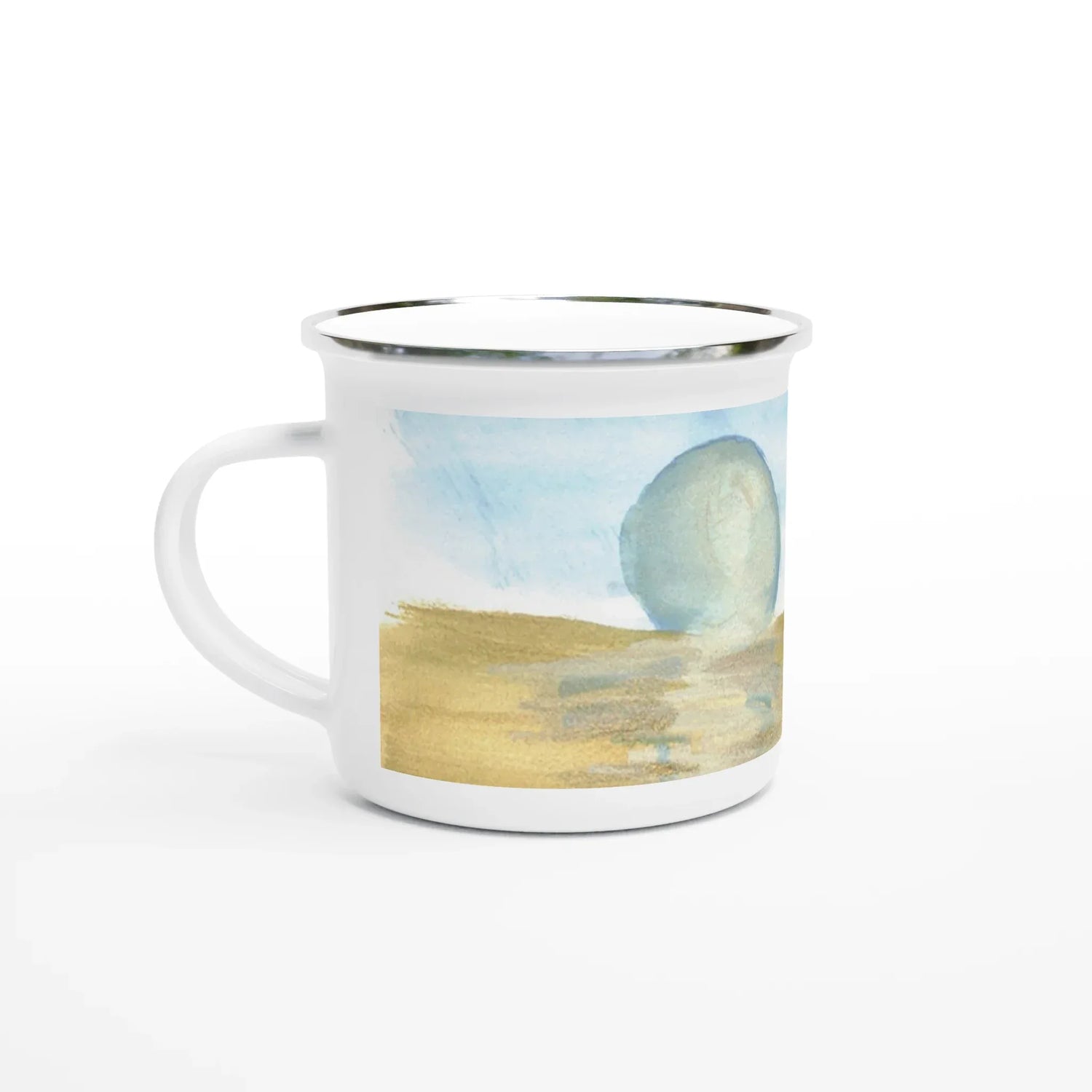 Mug en émail blanc 35 cl Blue Horizon – Léger, vintage et résistant - Laure Leprince - Artiste Peintre