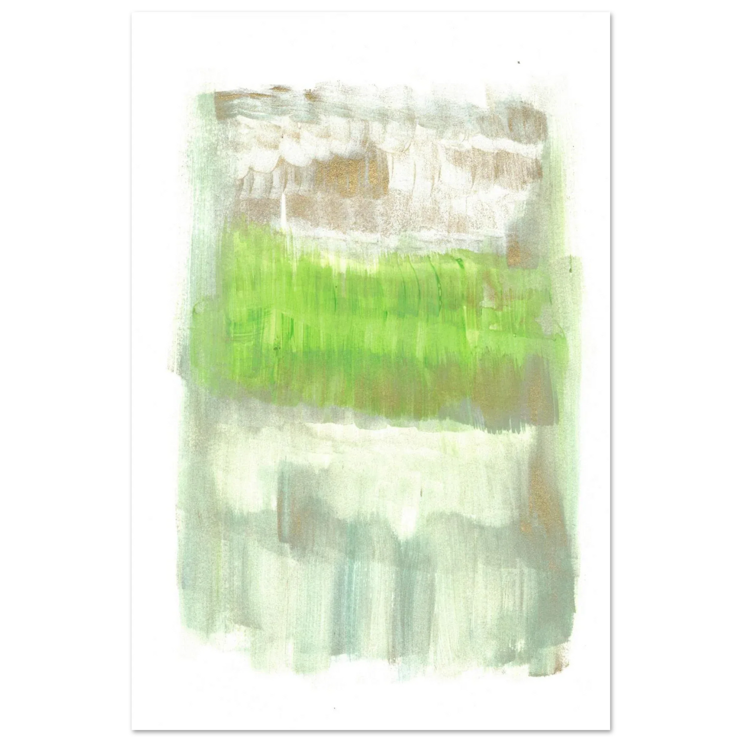 Abstract Spring Meadow with Gold Shimmer - Premium Matte Paper Poster RDJ3-1 - Laure Leprince - Artiste Peintre
