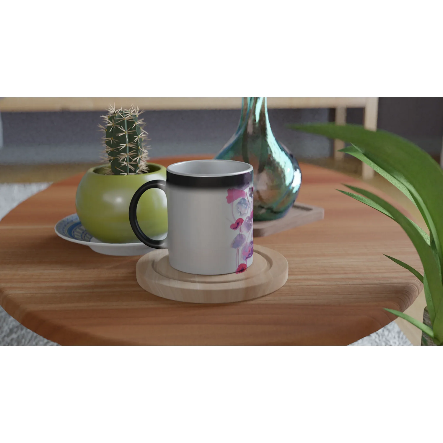 Mug magique en céramique 325 ml Jardin des Ombrelles – Révèlez votre motif à la chaleur - Laure Leprince - Artiste Peintre