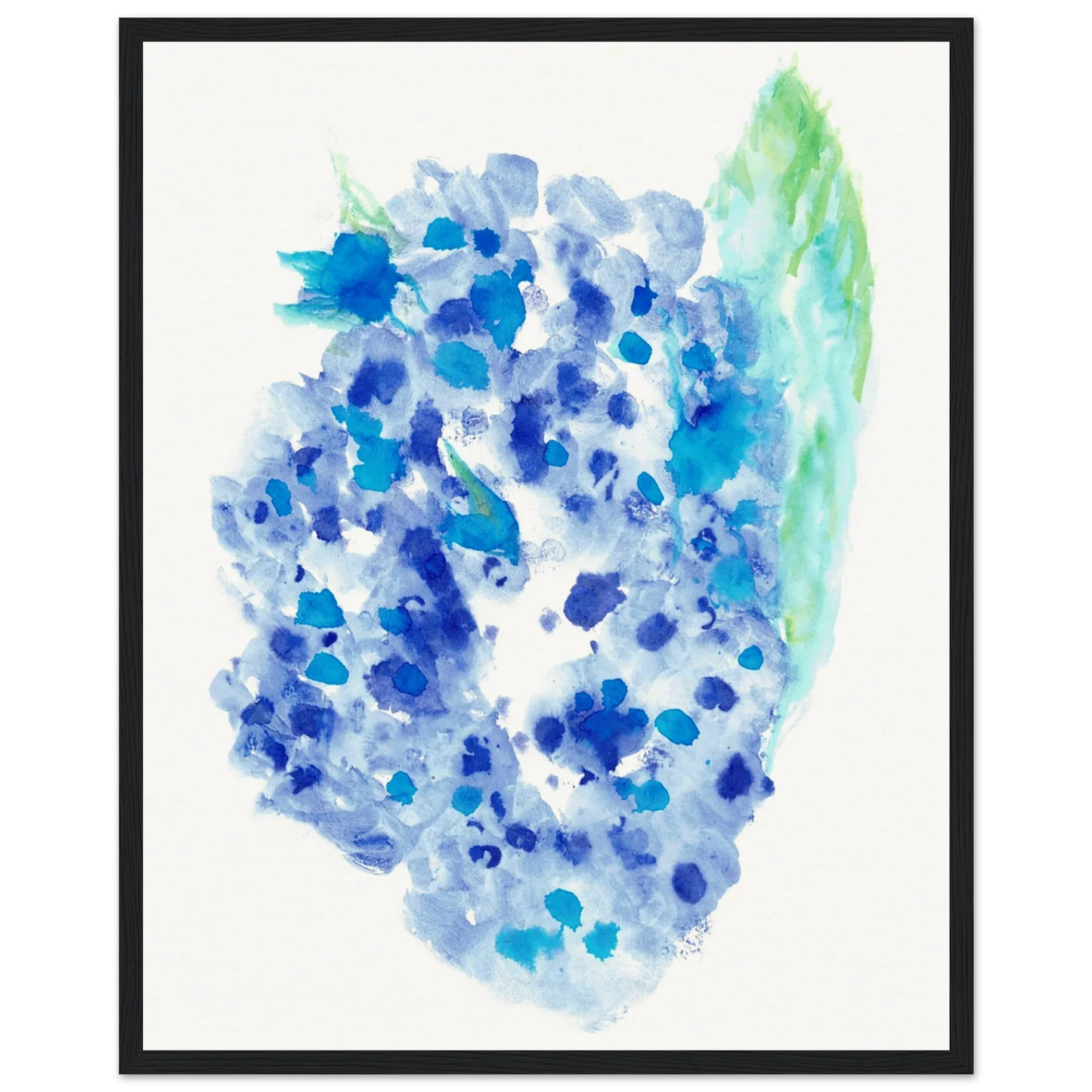 Affiche Encadrée Museum-Quality Matte Paper Wooden Framed Hortensia Celeste - Laure Leprince - Artiste Peintre