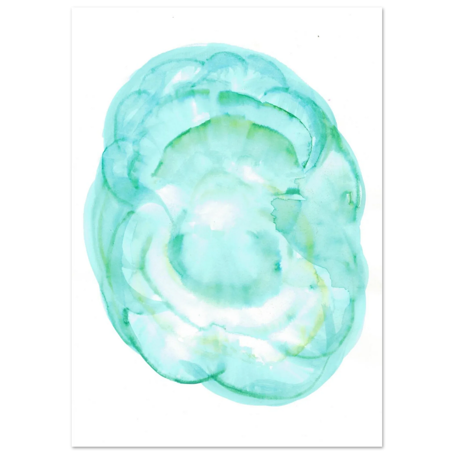 Oceanic Dream Premium Matte Poster - Serene Teal & Green Abstract Watercolor Art - Laure Leprince - Artiste Peintre