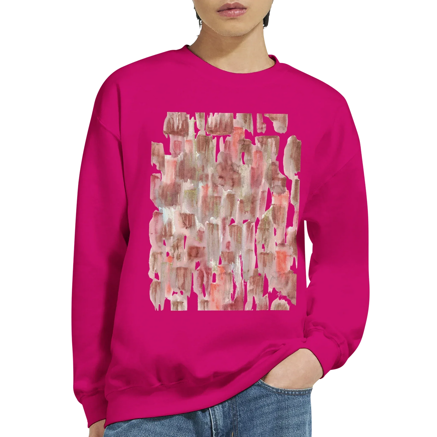 Sweatshirt Unisexe Classique Terracotta Waves – Impression Artistique Multicolore - Laure Leprince - Artiste Peintre