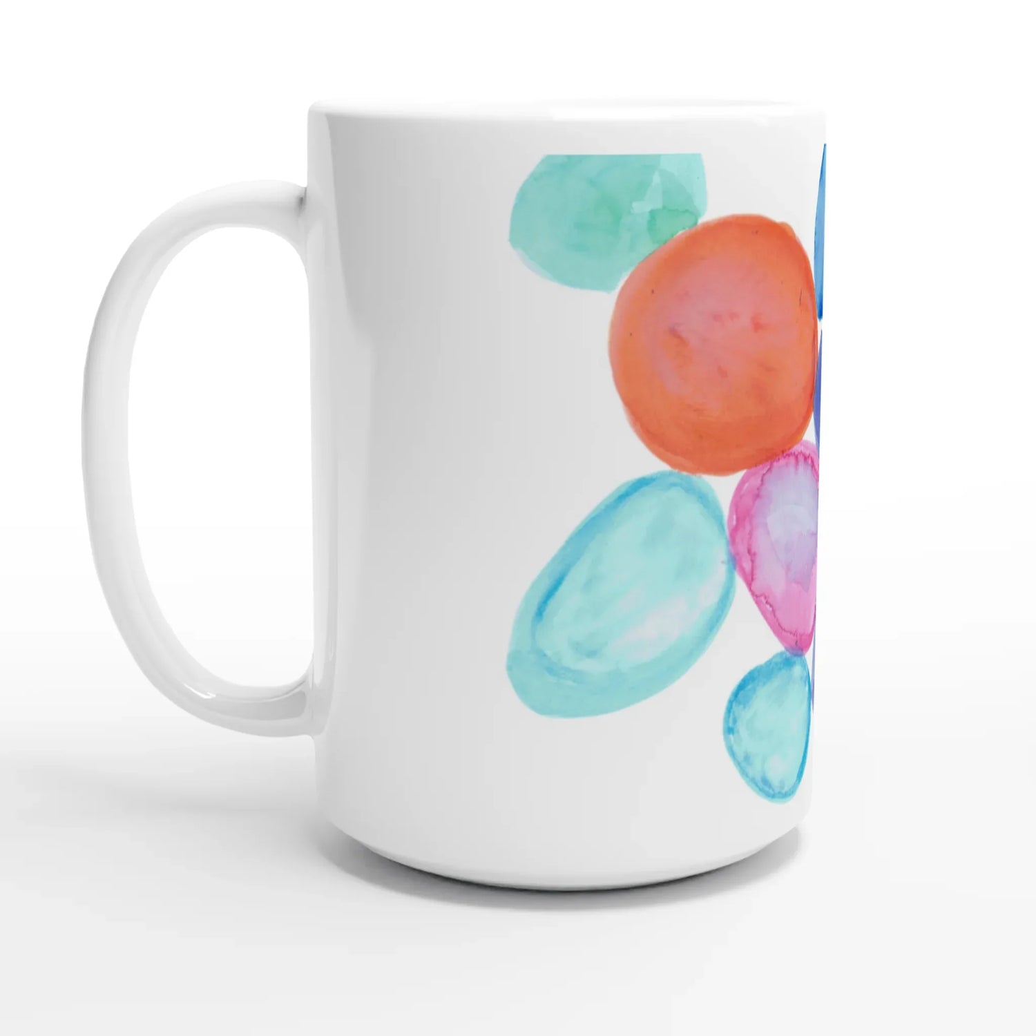 Mug en céramique blanche 44 cl Galets Chromatiques – Grand format, design et qualité durable - Laure Leprince - Artiste Peintre