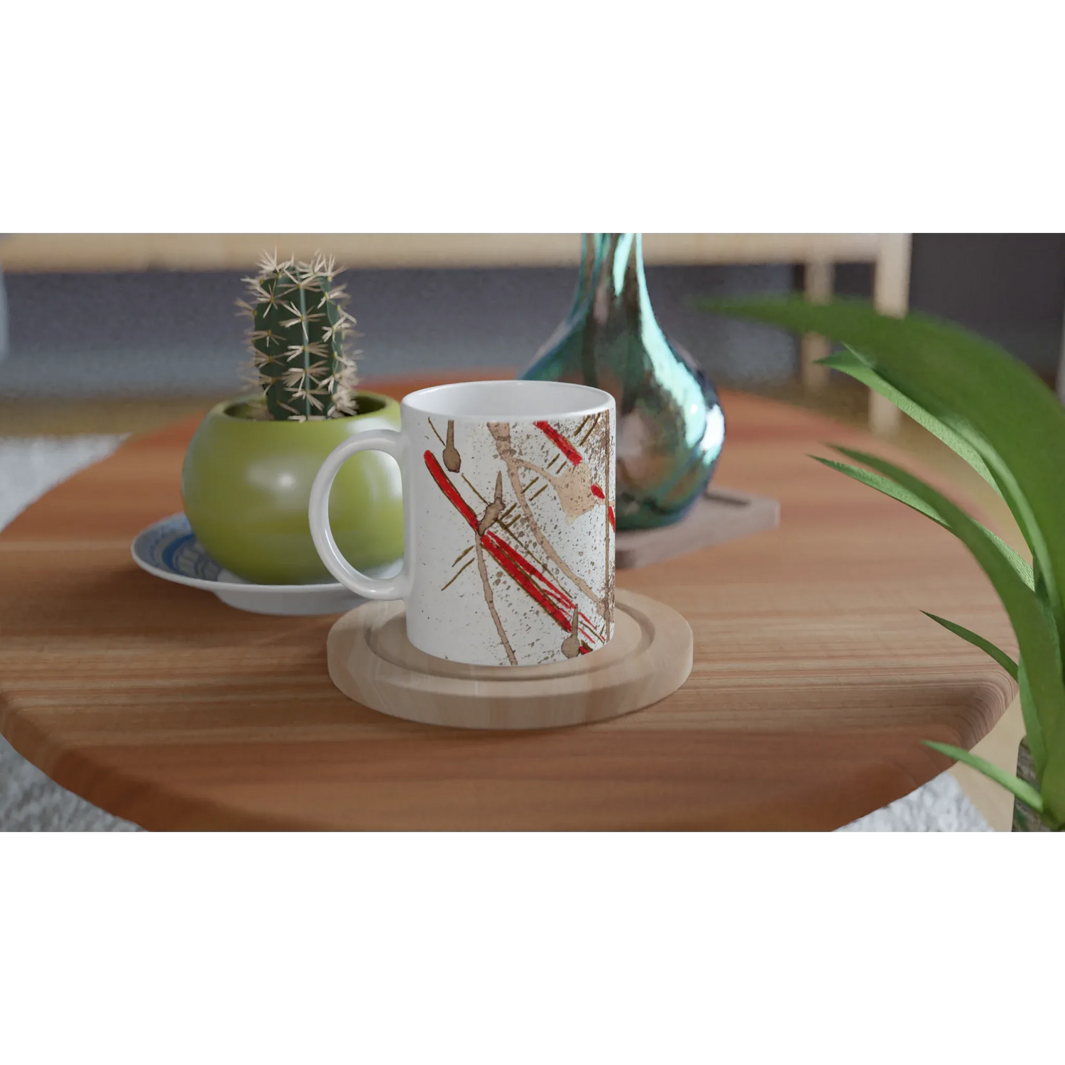 Mug en céramique blanche 33 cl particules – Brillant, compatible lave-vaisselle et micro-ondes - Laure Leprince - Artiste Peintre