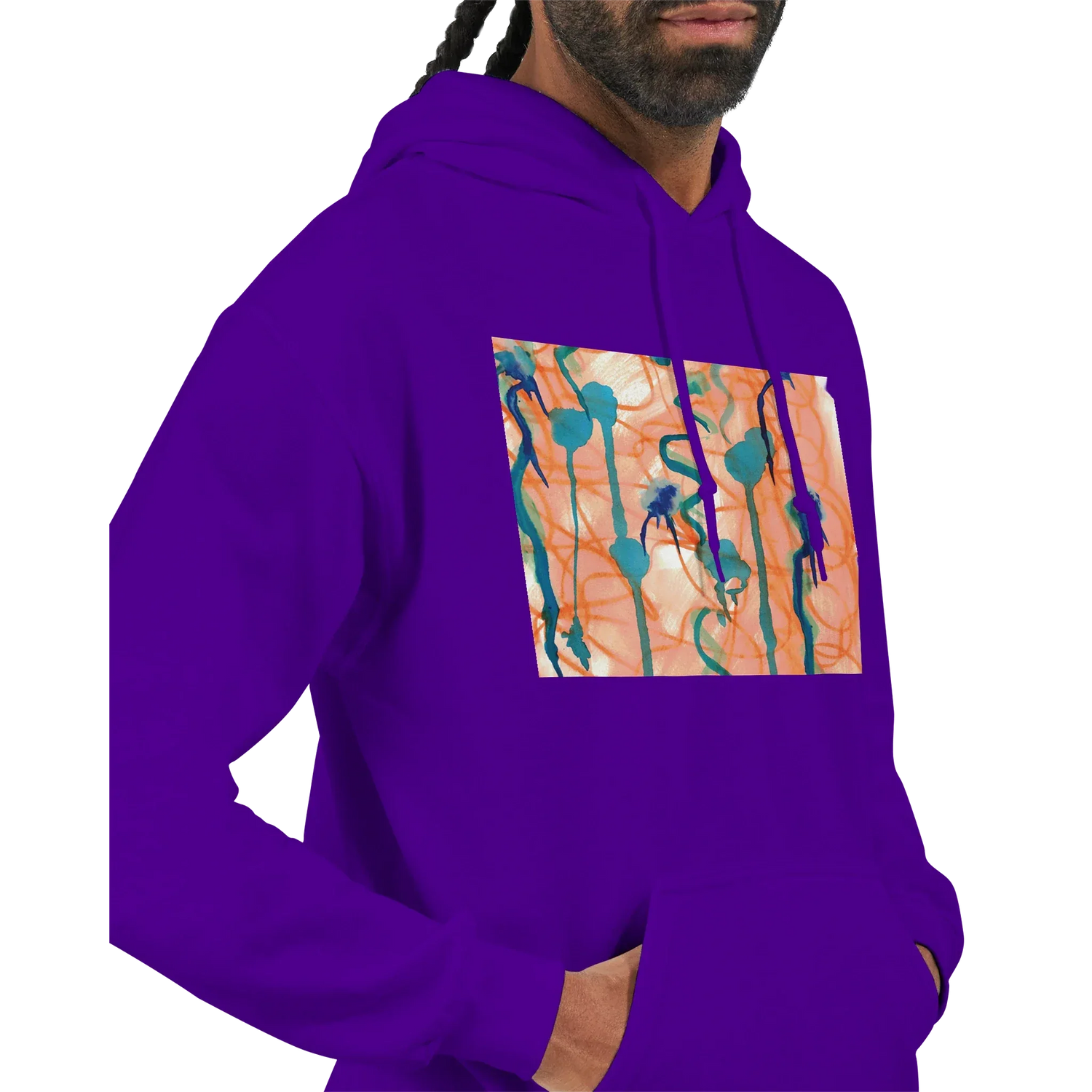 Sweat à capuche unisexe artistique Saphir Ambre| Gildan® 18500 White - Laure Leprince - Artiste Peintre