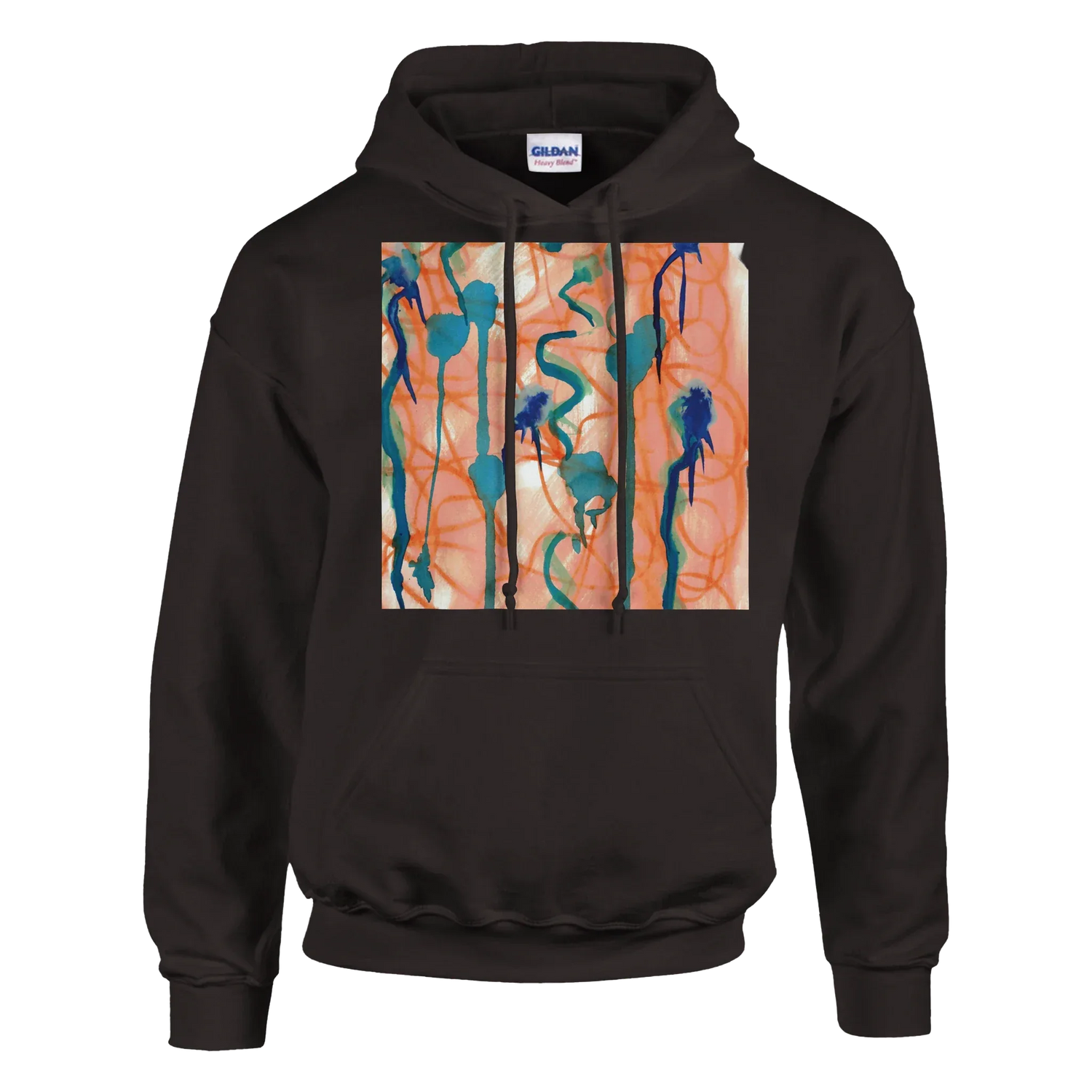 Sweat à capuche unisexe artistique Saphir Ambre| Gildan® 18500 White - Laure Leprince - Artiste Peintre