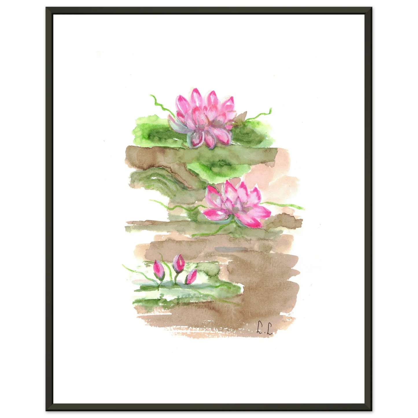 Classic Semi-Glossy Paper Metal Framed Poster Terrasses de lotus - Laure Leprince - Artiste Peintre