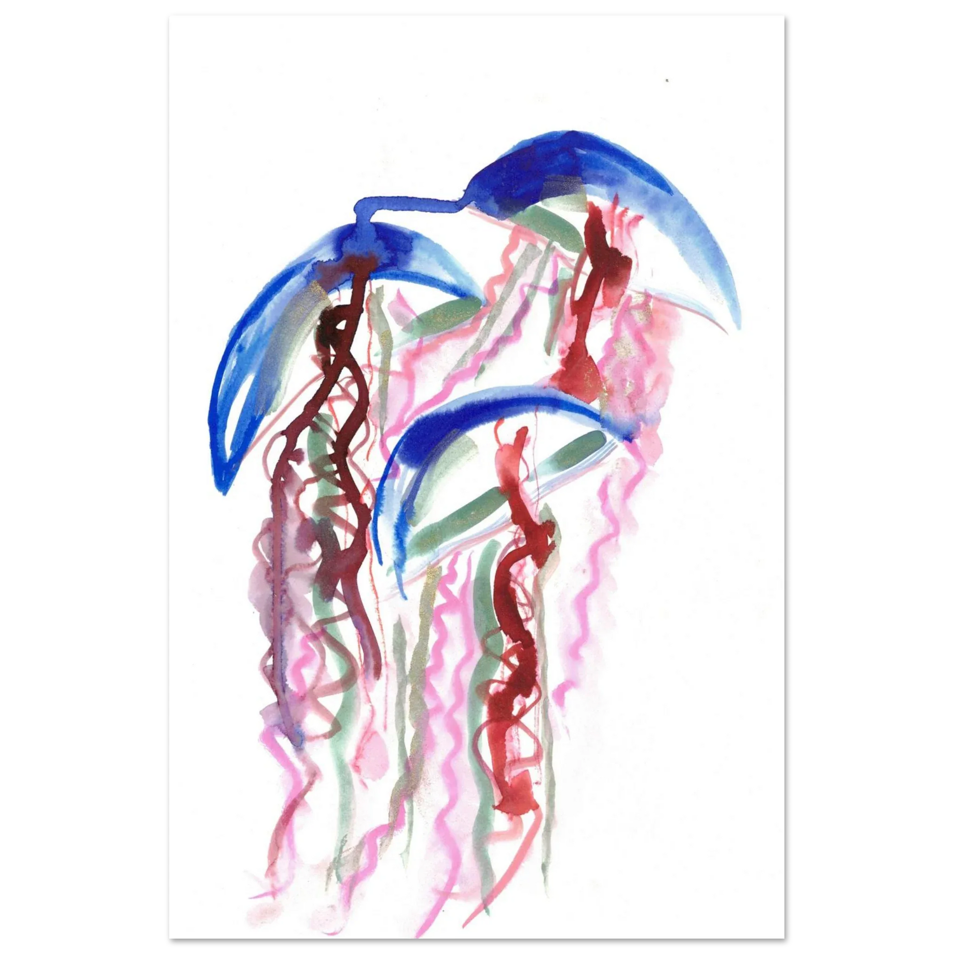 Abstract Jellyfish Dance Premium Matte Paper Poster - Dynamic Watercolor Art - Laure Leprince - Artiste Peintre