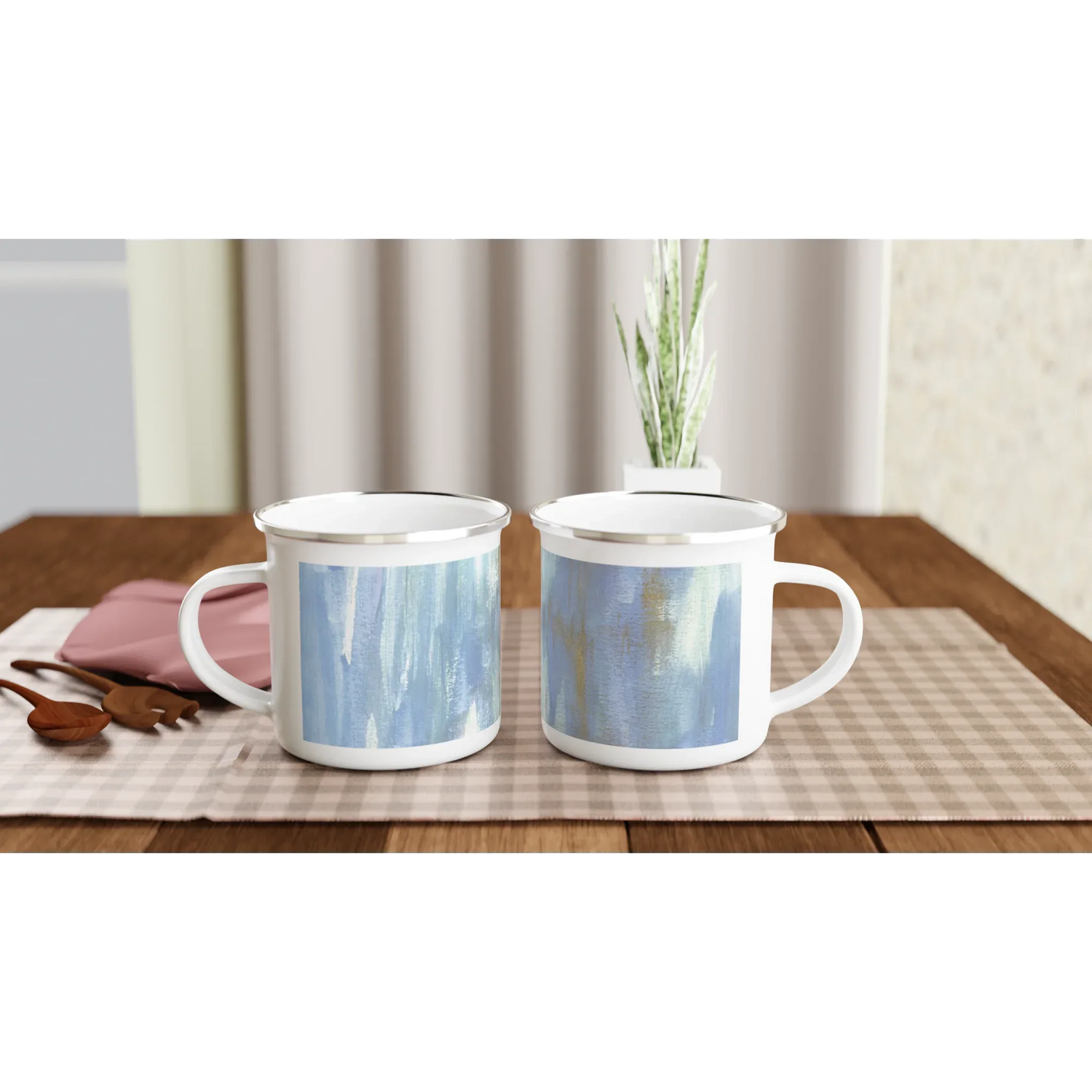 Mug en émail blanc 35 cl Silent Water – Léger, vintage et résistant - Laure Leprince - Artiste Peintre