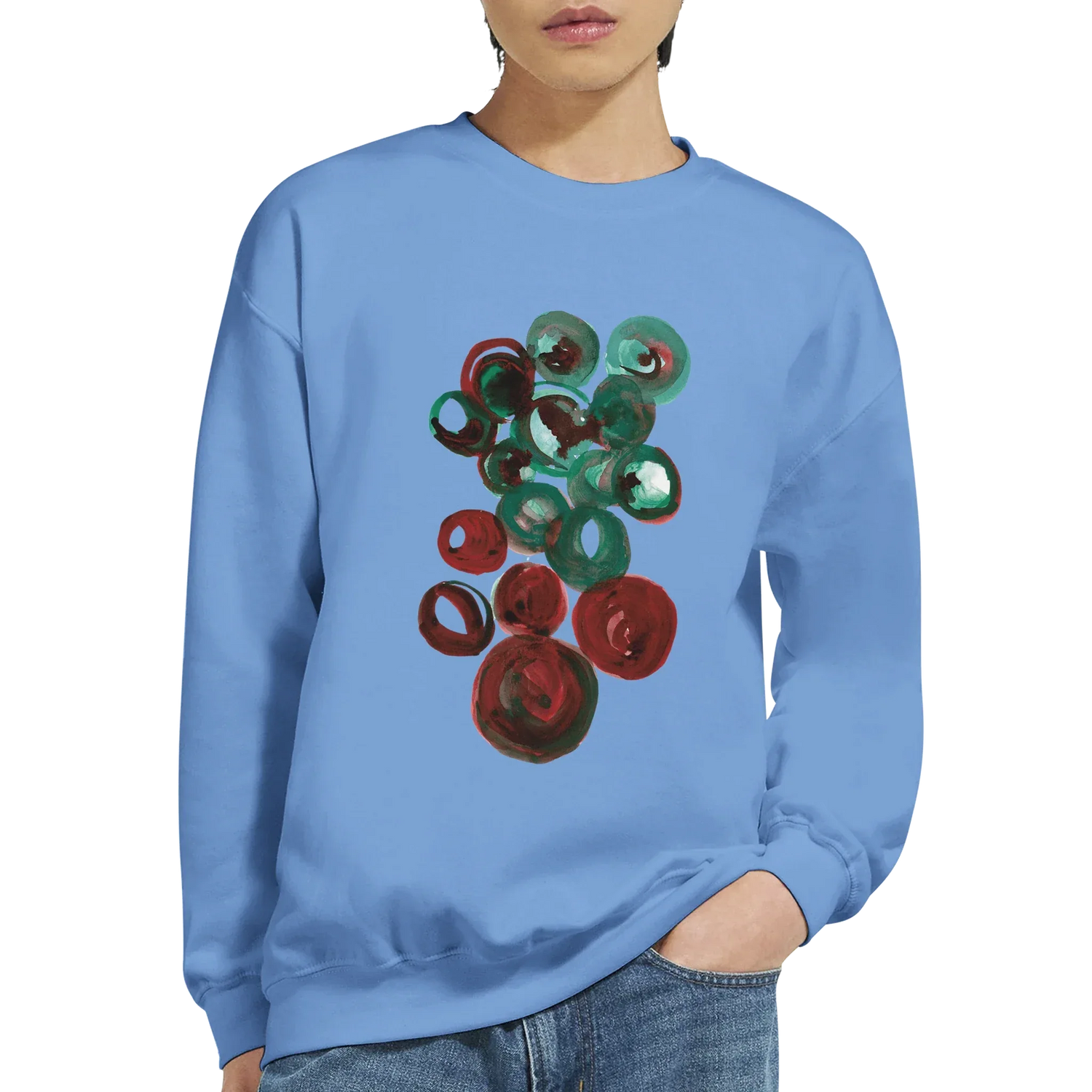 Sweatshirt Unisexe Classique Resonance Emeraude – Impression Artistique Multicolore - Laure Leprince - Artiste Peintre