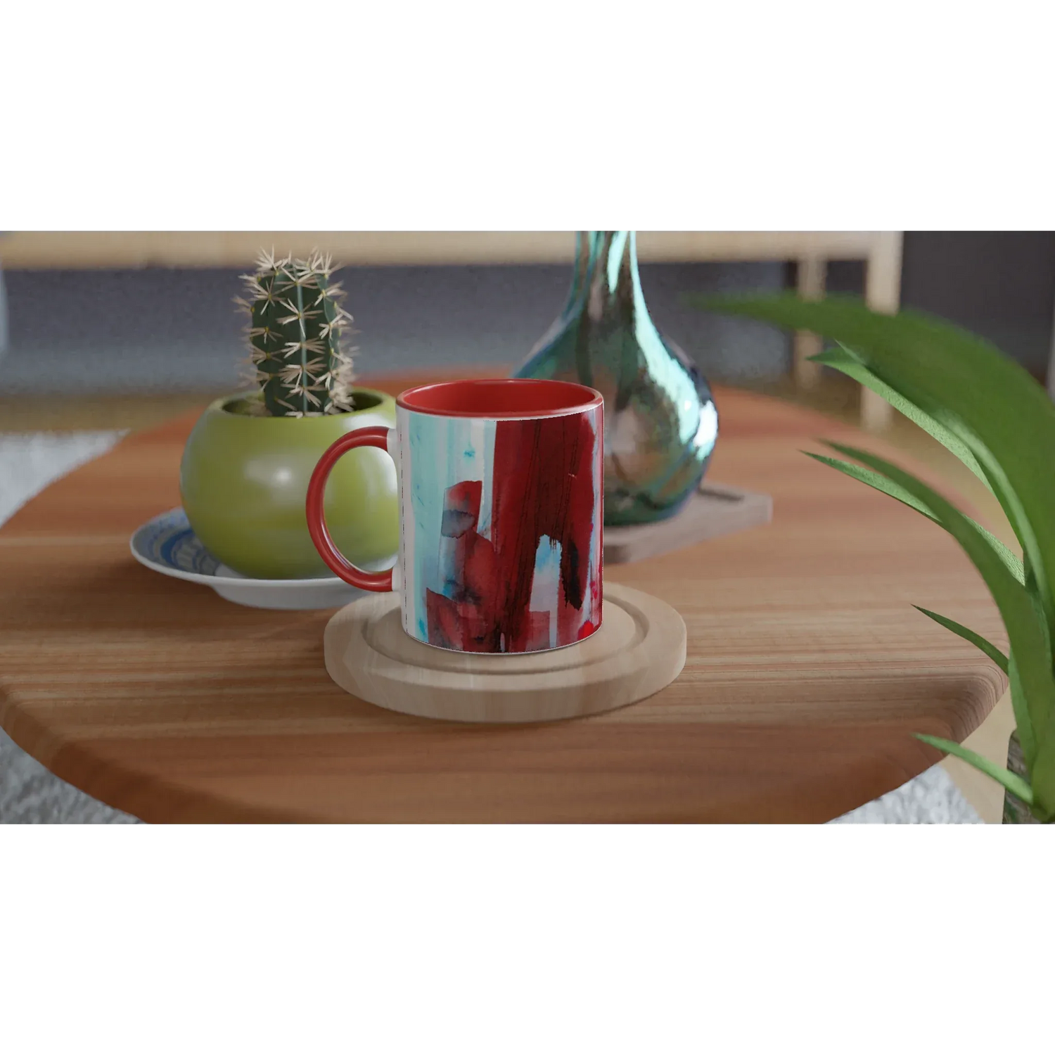 Mug Céramique Blanc 325ml Intérieur Coloré - Crimson Tower Personnalisable - Laure Leprince - Artiste Peintre