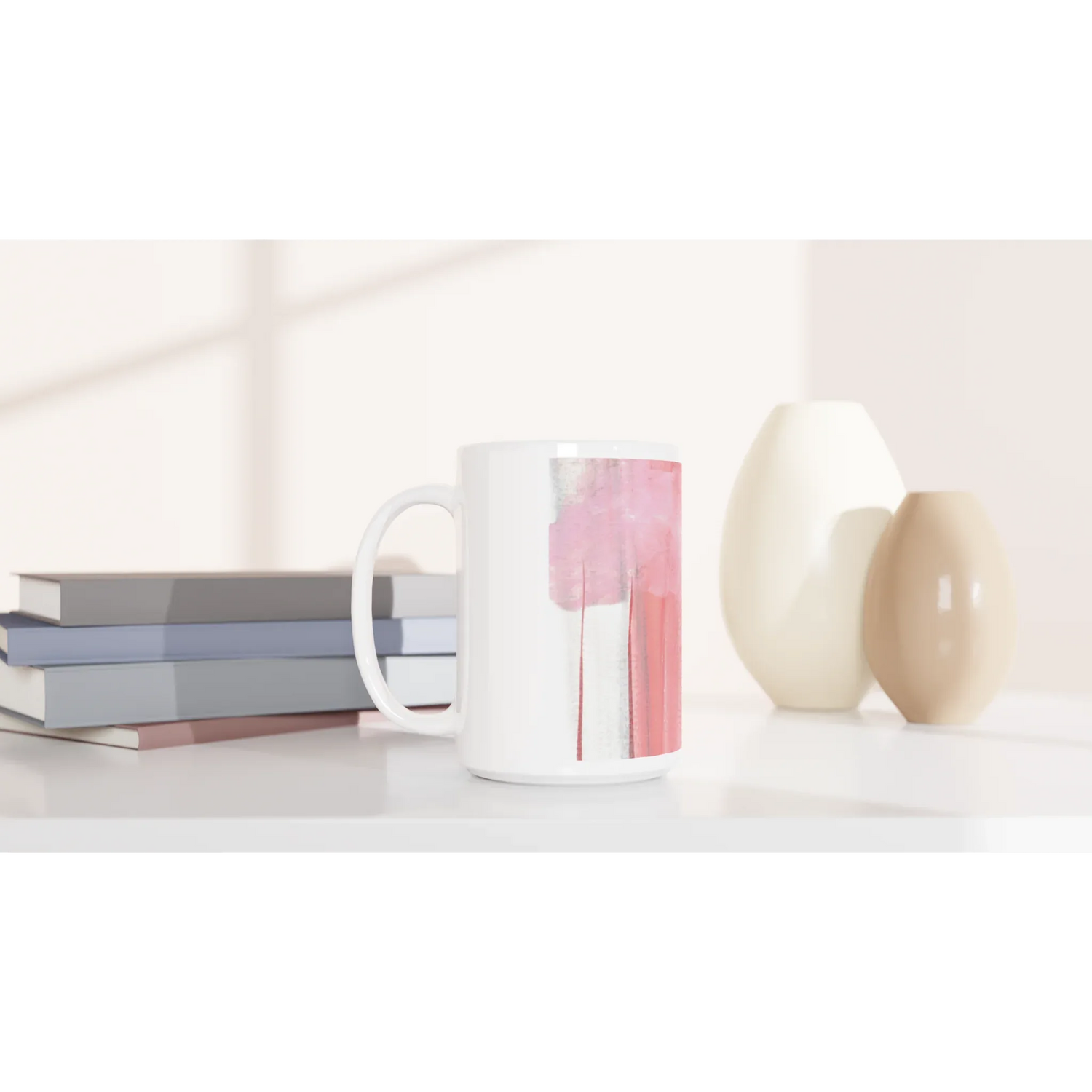 Mug en céramique blanche 44 cl Blush Cascade – Grand format, design et qualité durable - Laure Leprince - Artiste Peintre