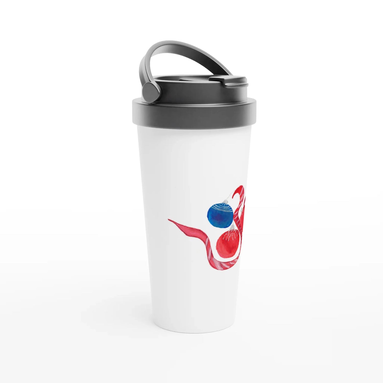 Mug de voyage blanc en acier inoxydable – 44 cl Guirlande | Élégant, pratique et isotherme - Laure Leprince - Artiste Peintre