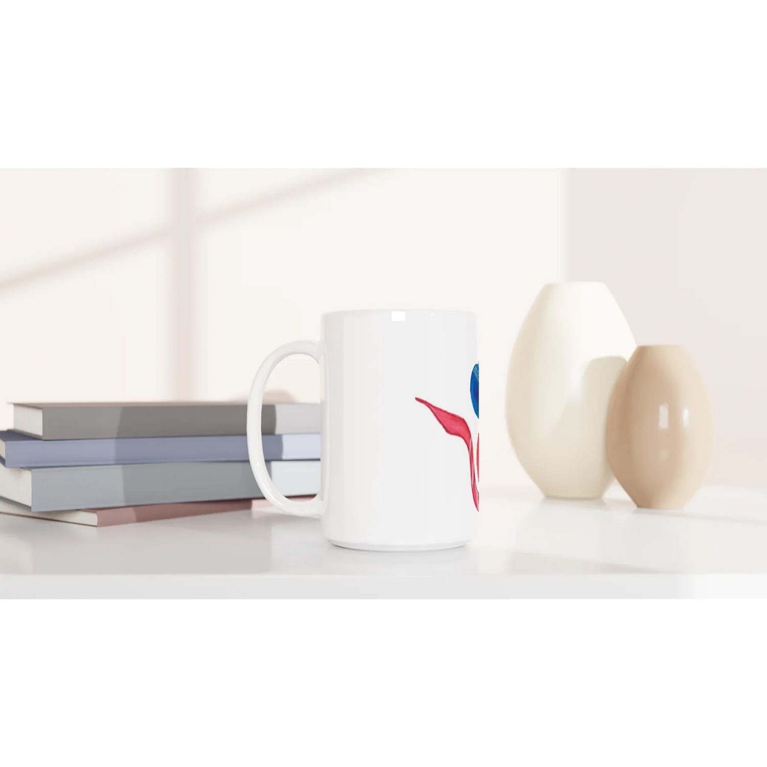 Mug en céramique blanche 44 cl Guirlande – Grand format, design et qualité durable - Laure Leprince - Artiste Peintre