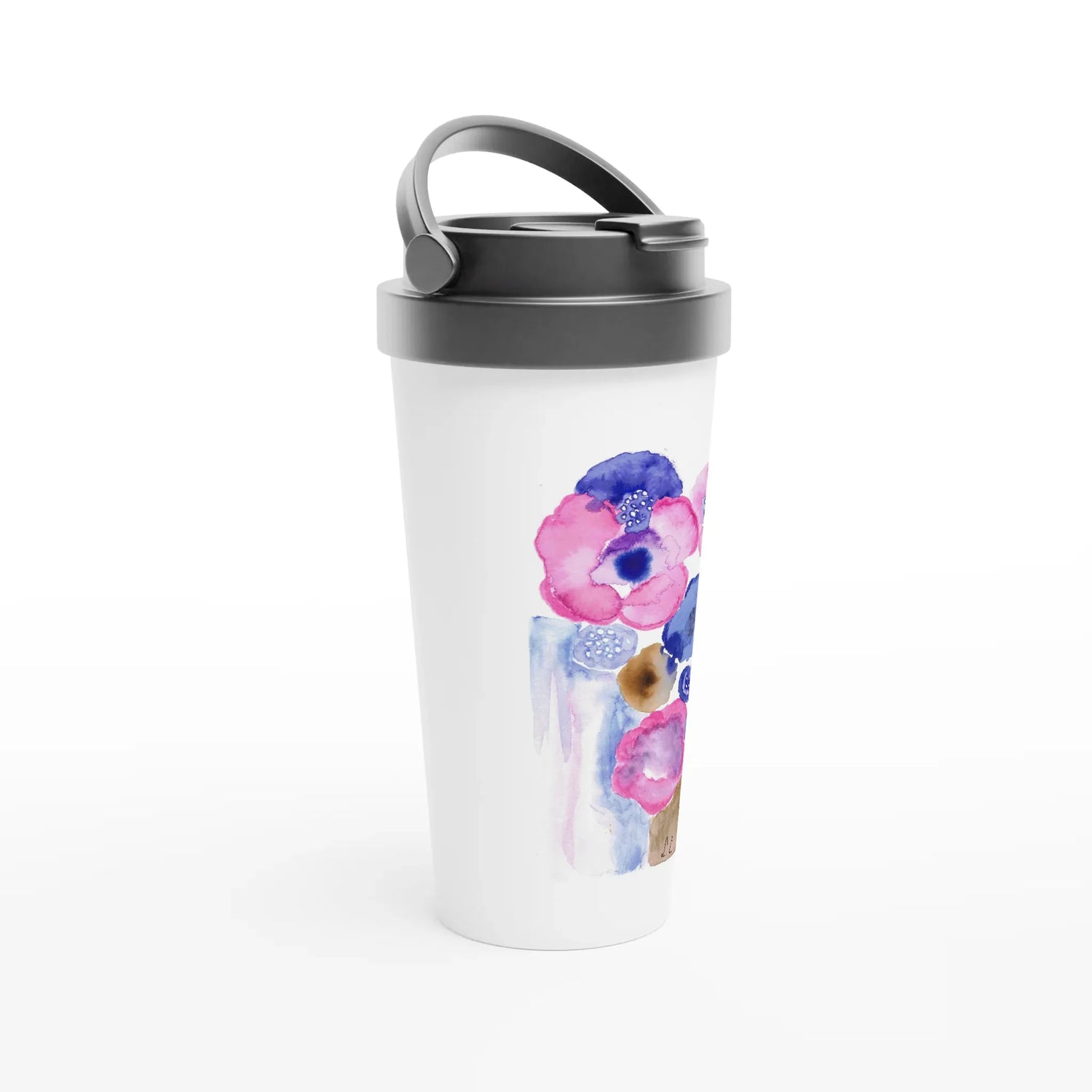 Mug de voyage blanc en acier inoxydable boreales – 44 cl boreales | Élégant, pratique et isotherme - Laure Leprince - Artiste Peintre