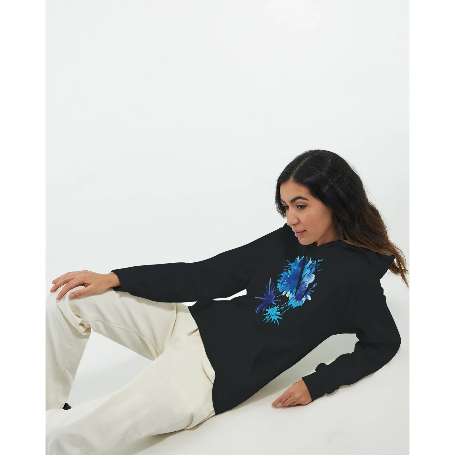 Sweat à capuche unisexe artistique bleuets| Gildan® 18500 - Laure Leprince - Artiste Peintre